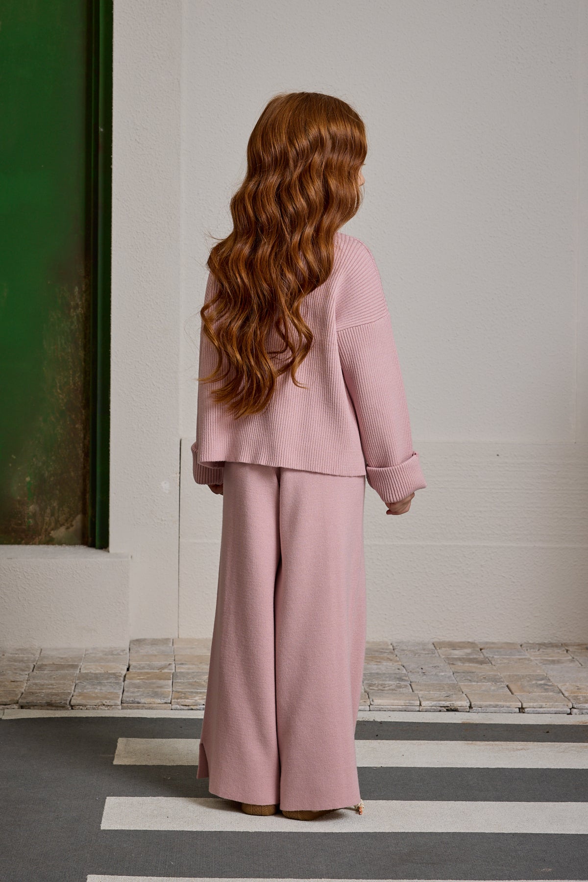 İpek Dokulu Triko Takım Açık Pembe