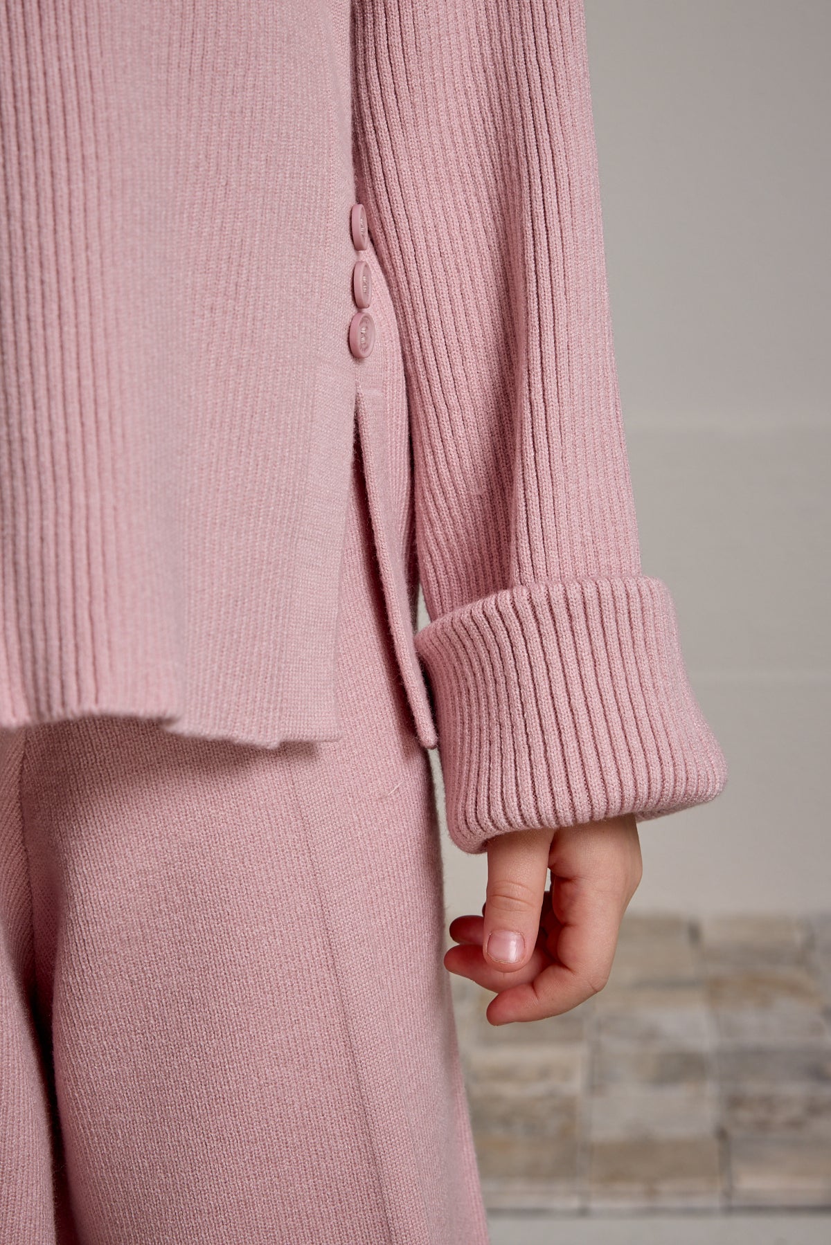 İpek Dokulu Triko Takım Açık Pembe