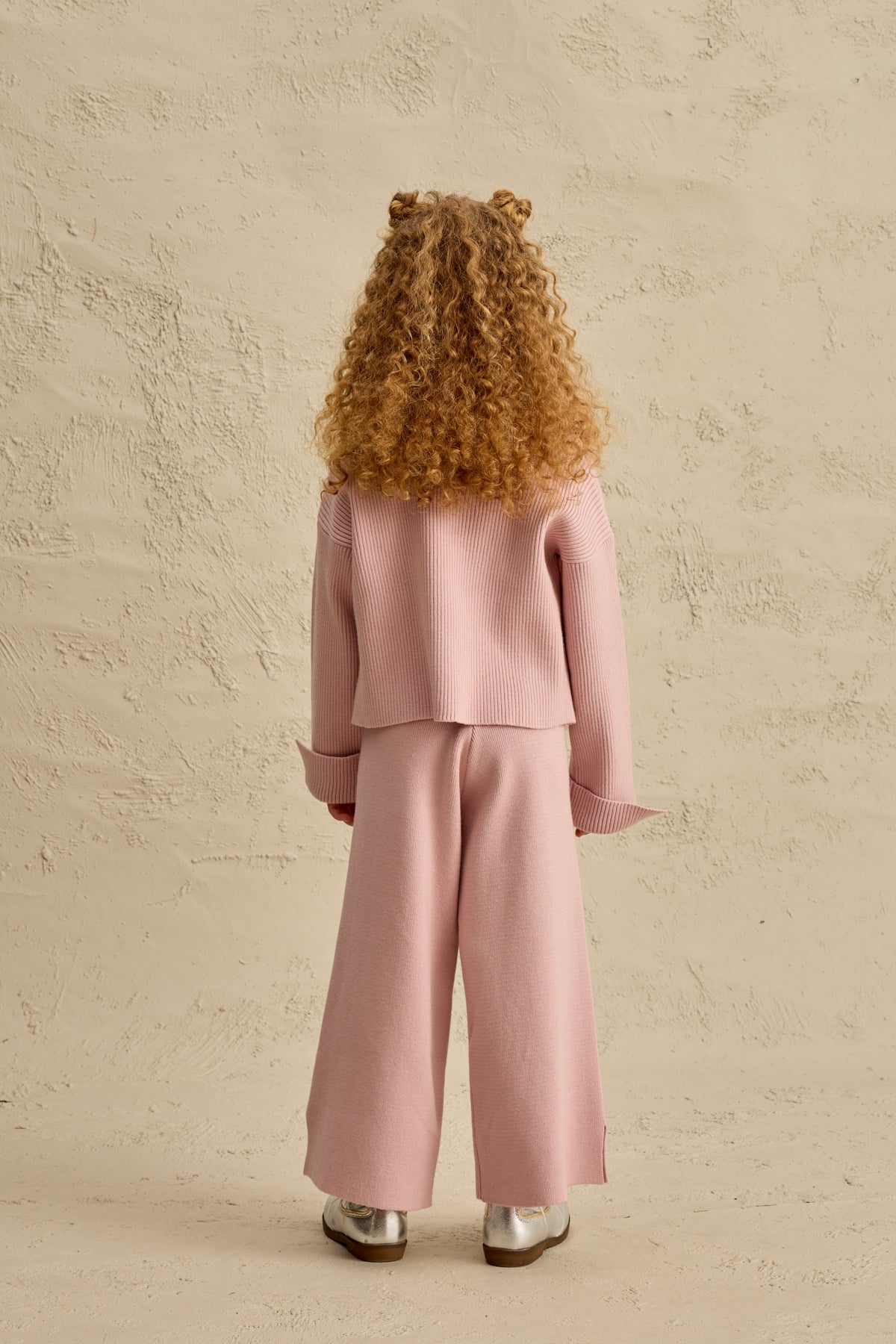 İpek Dokulu Triko Takım Açık Pembe