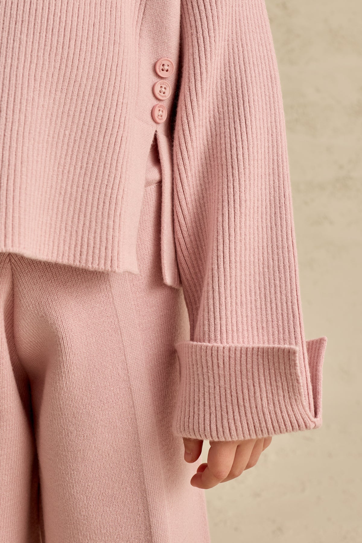 İpek Dokulu Triko Takım Açık Pembe