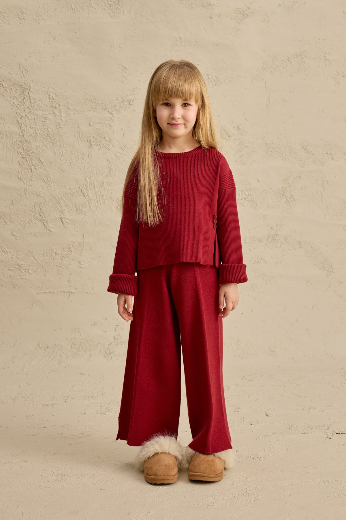 İpek Dokulu Triko Takım Bordo