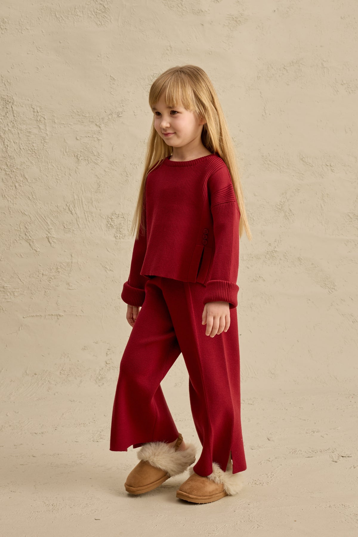 İpek Dokulu Triko Takım Bordo