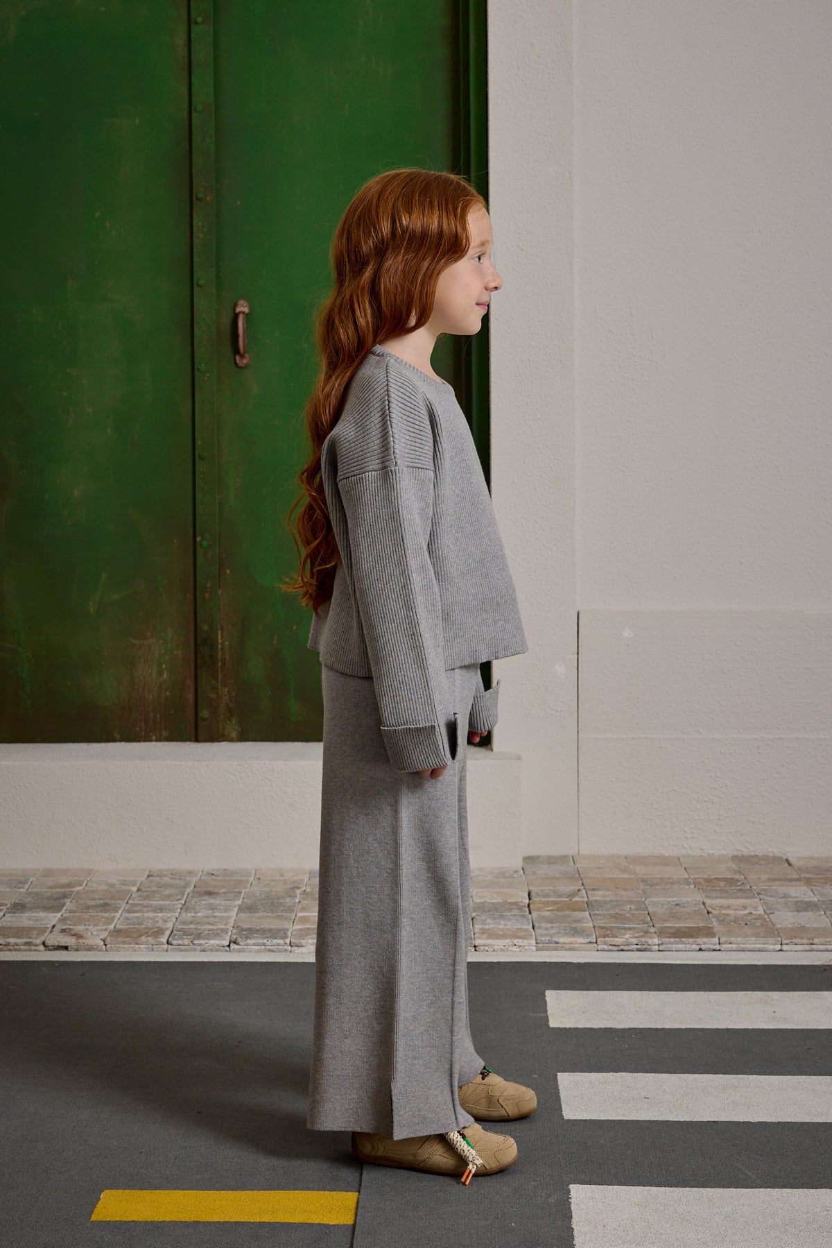 İpek Dokulu Triko Takım Gri Melange