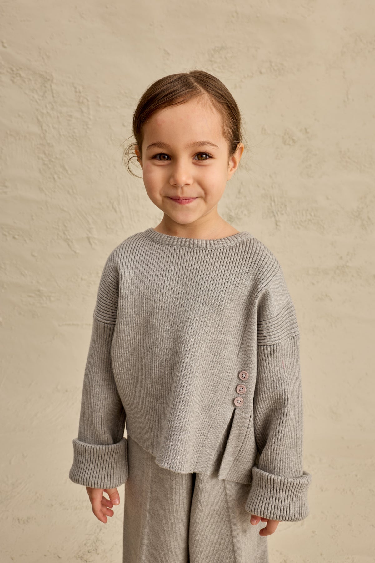 İpek Dokulu Triko Takım Gri Melange