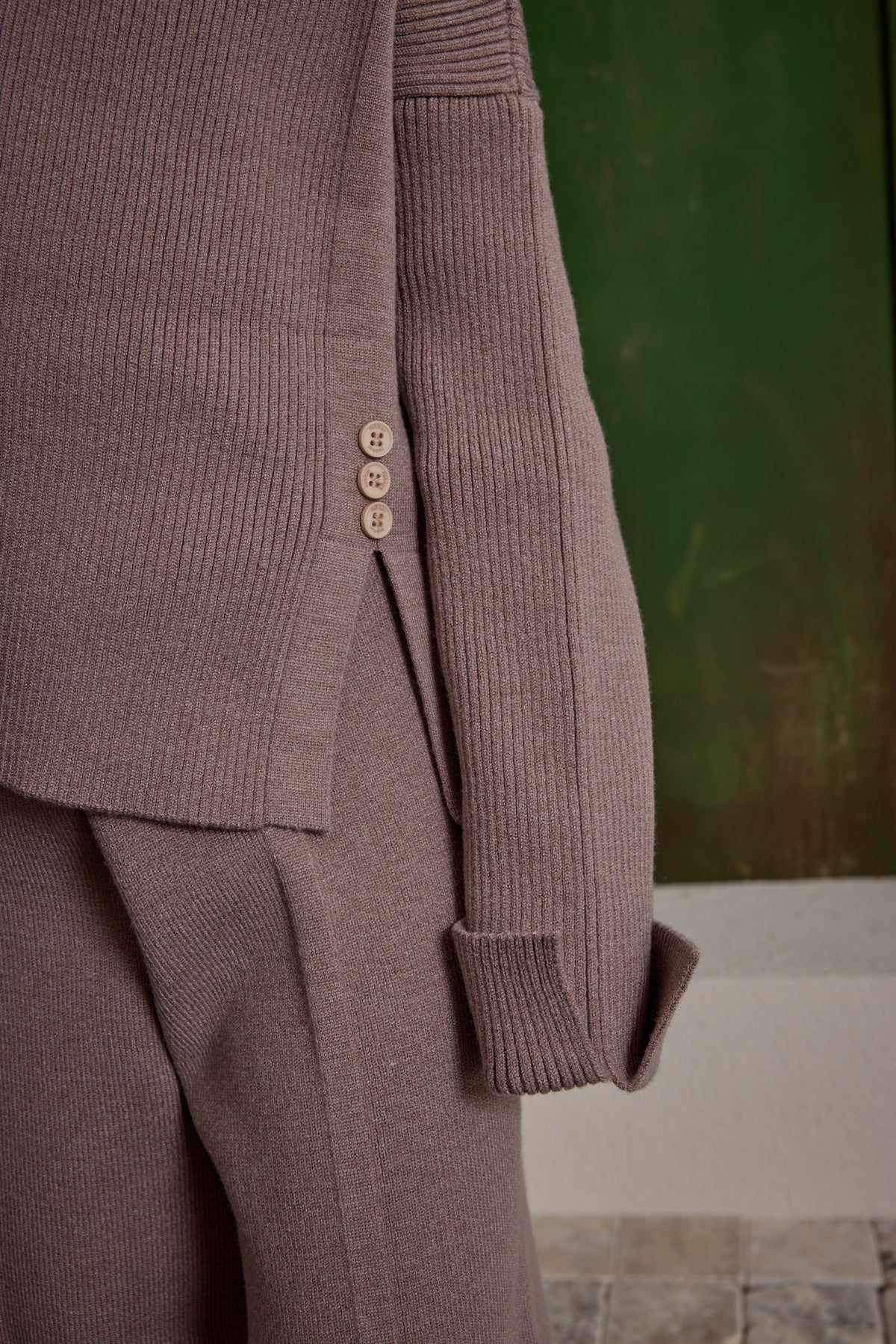 İpek Dokulu Triko Takım Koyu Lila