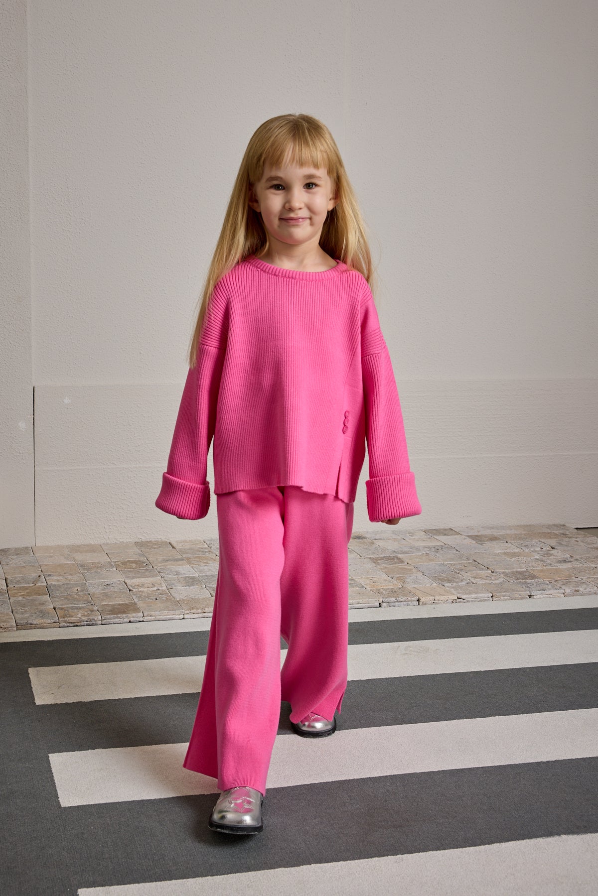 İpek Dokulu Triko Takım Pembe