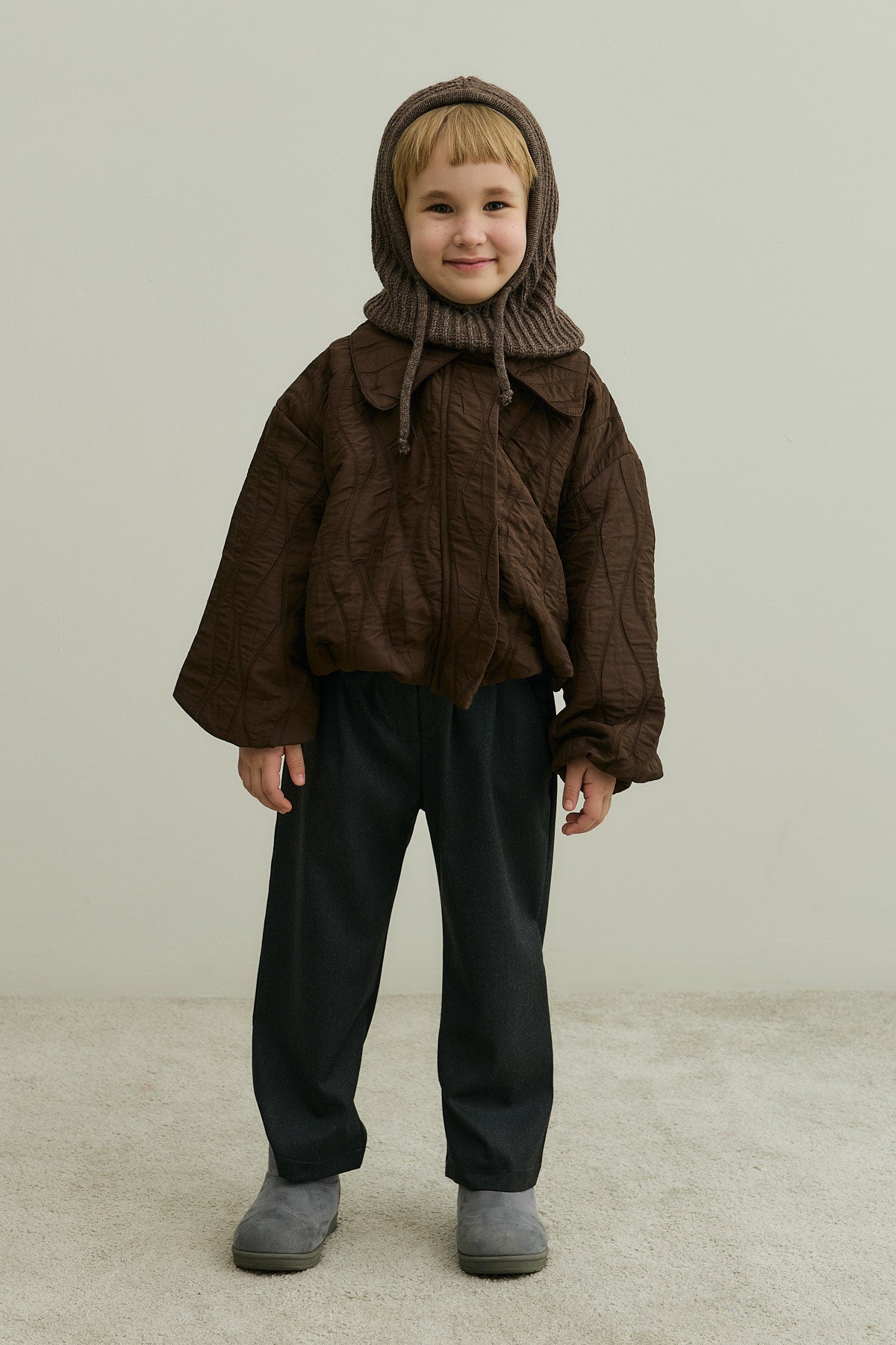 İpli Çocuk Kar Beresi Kahverengi