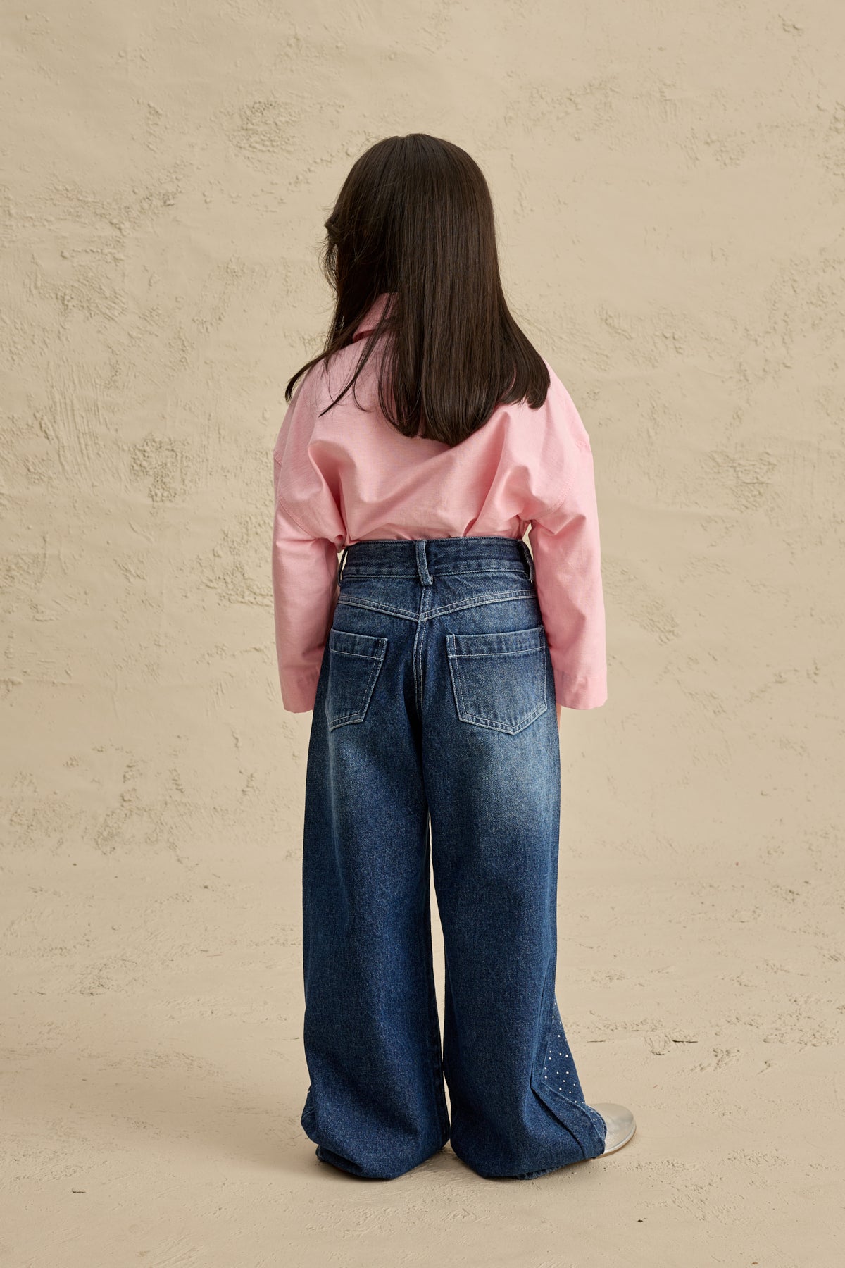 Işıltılı Straight Denim Pantolon Lacivert