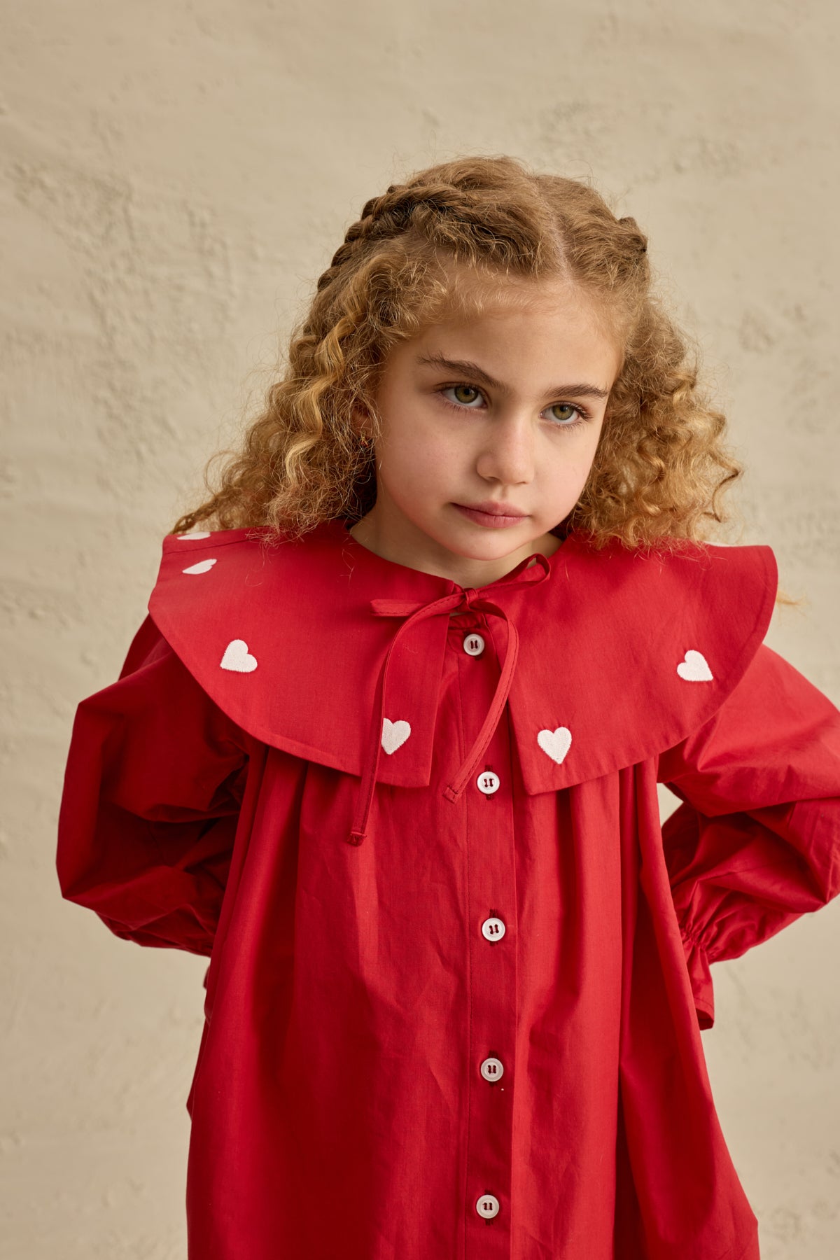 Kalp Nakışlı Elbise Kırmızı