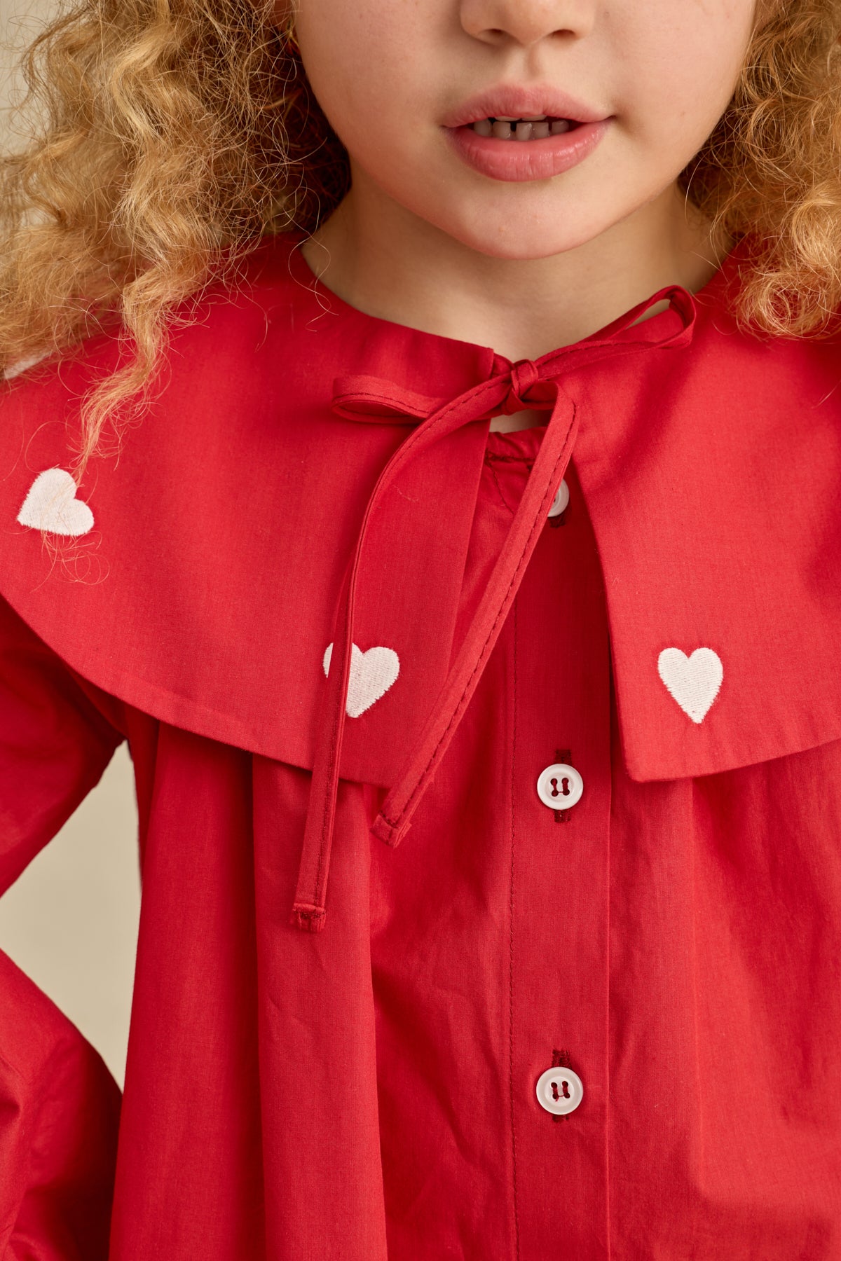 Kalp Nakışlı Elbise Kırmızı