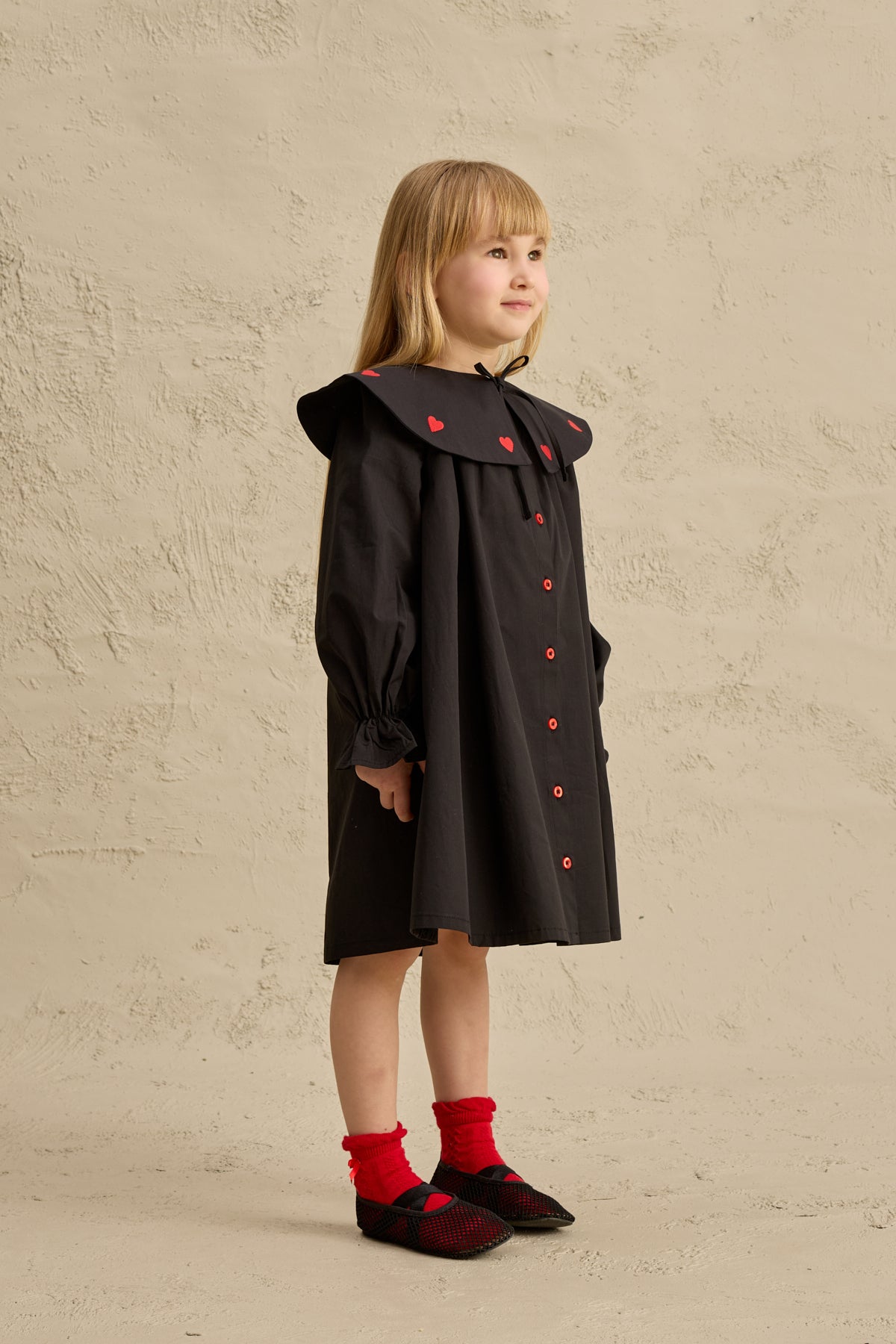 Kalp Nakışlı Elbise Siyah