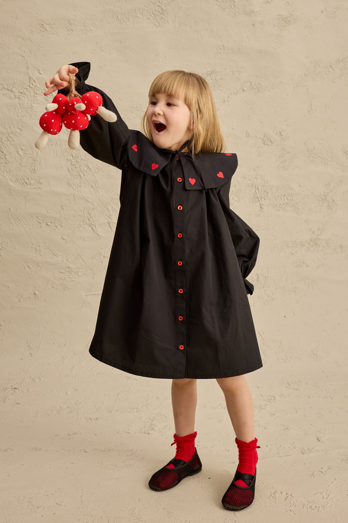 Kalp Nakışlı Elbise Siyah