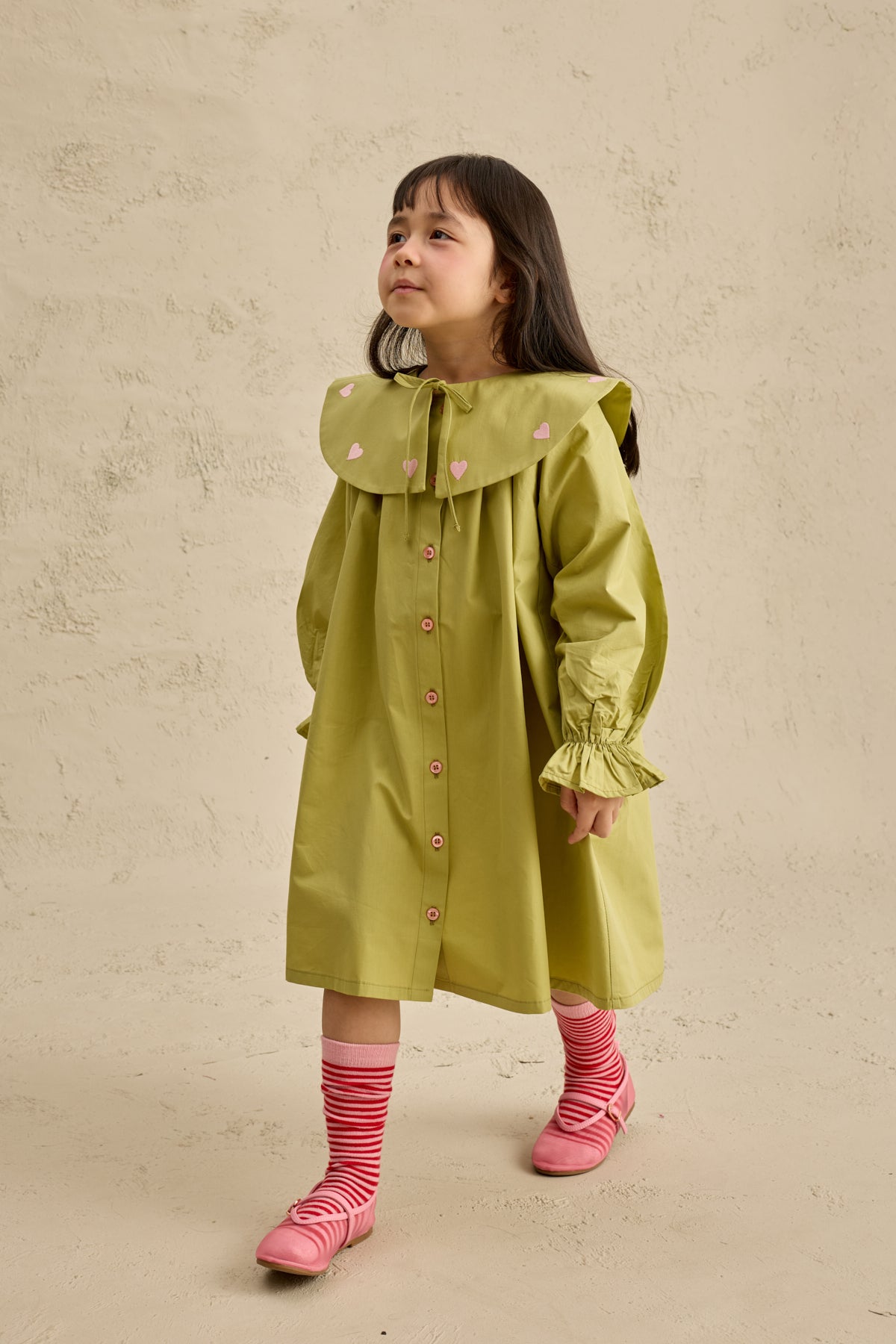 Kalp Nakışlı Elbise Yeşil