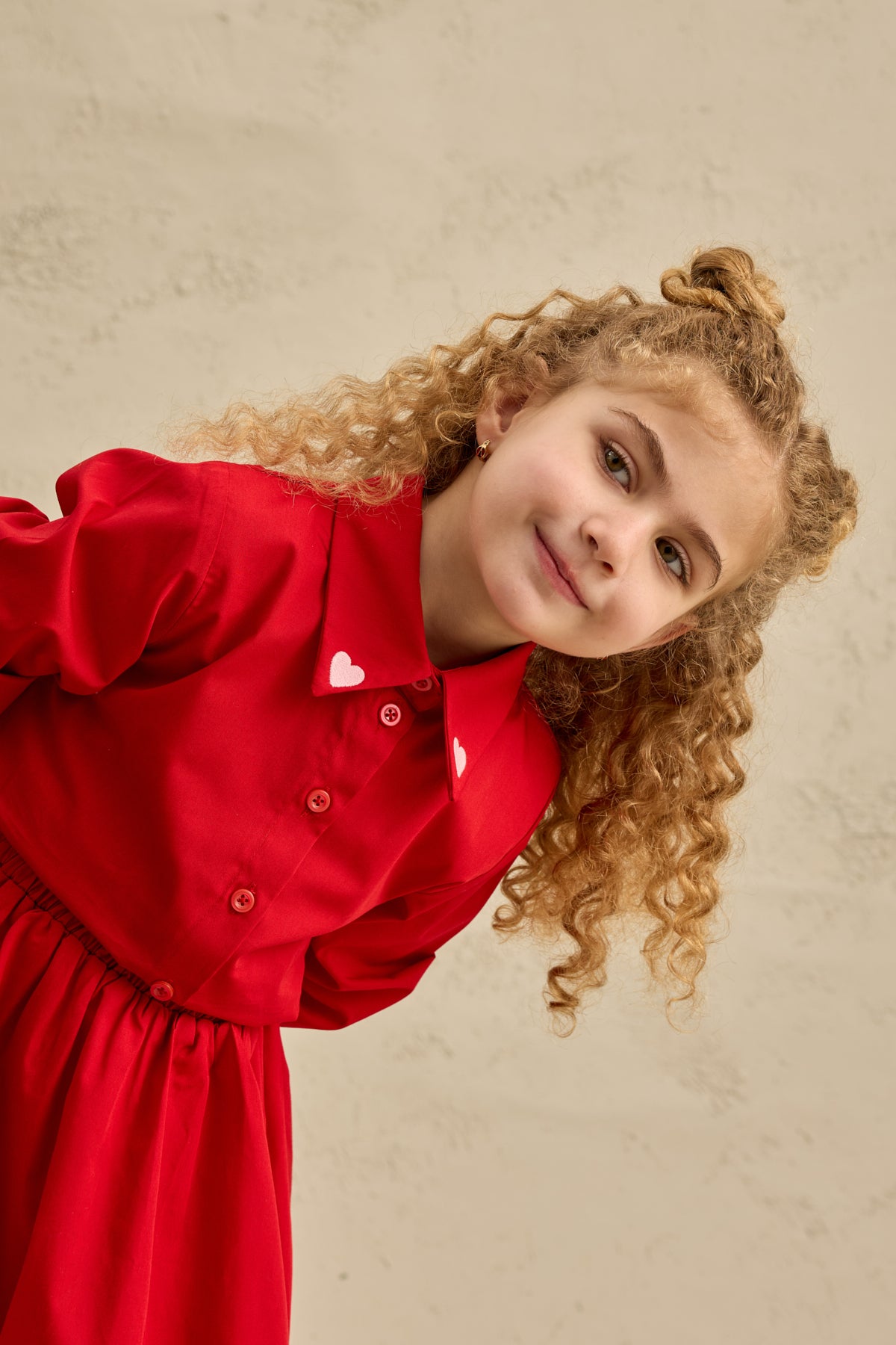 Kalp Nakışlı Etek Takım Kırmızı