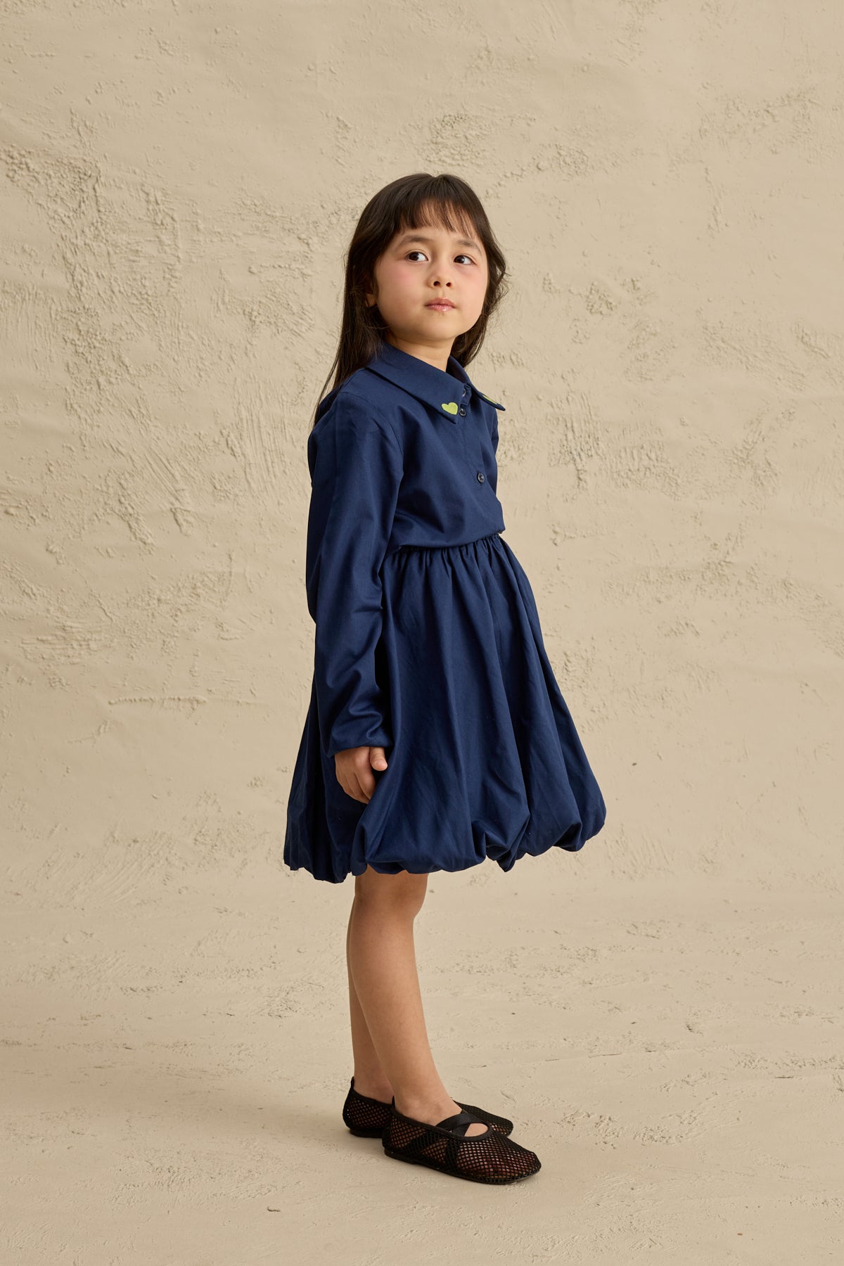 Kalp Nakışlı Etek Takım Lacivert