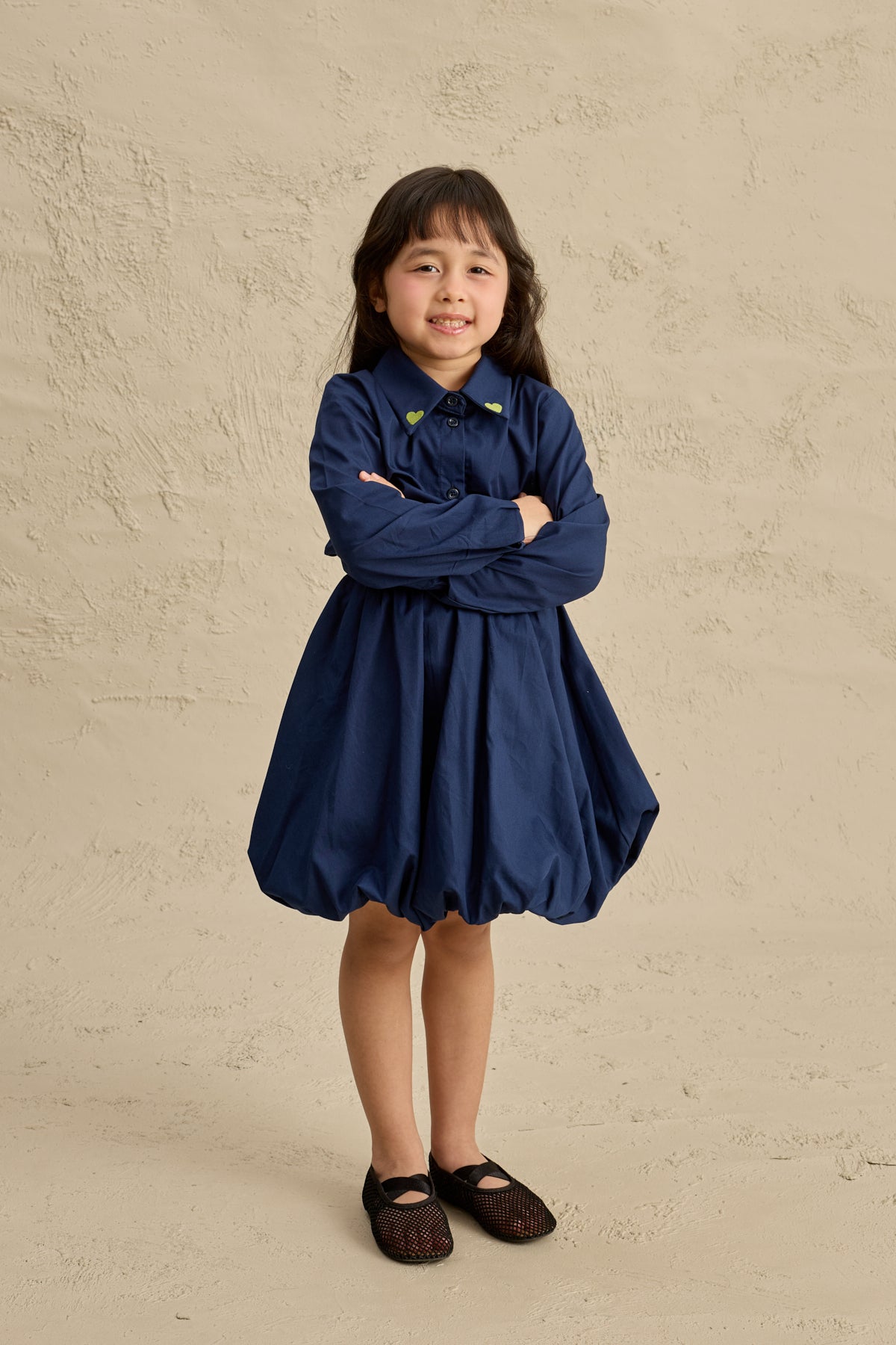 Kalp Nakışlı Etek Takım Lacivert