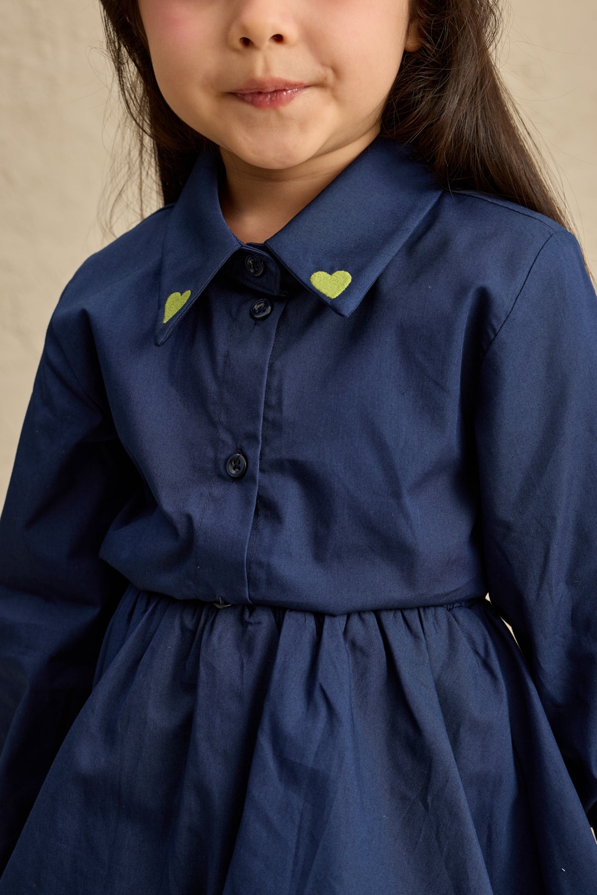 Kalp Nakışlı Etek Takım Lacivert