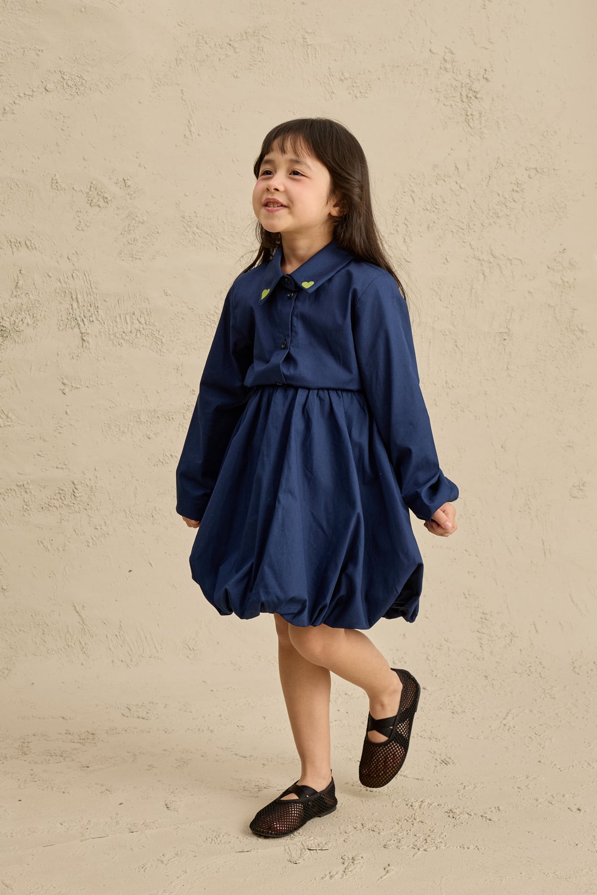 Kalp Nakışlı Etek Takım Lacivert