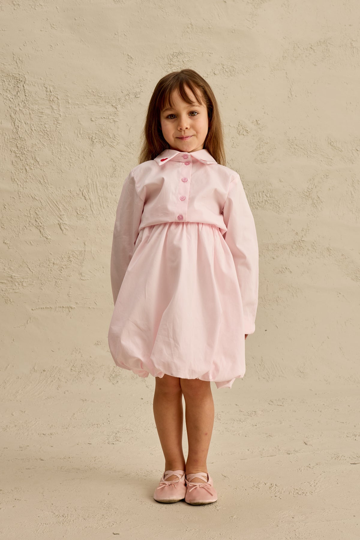 Kalp Nakışlı Etek Takım Pembe