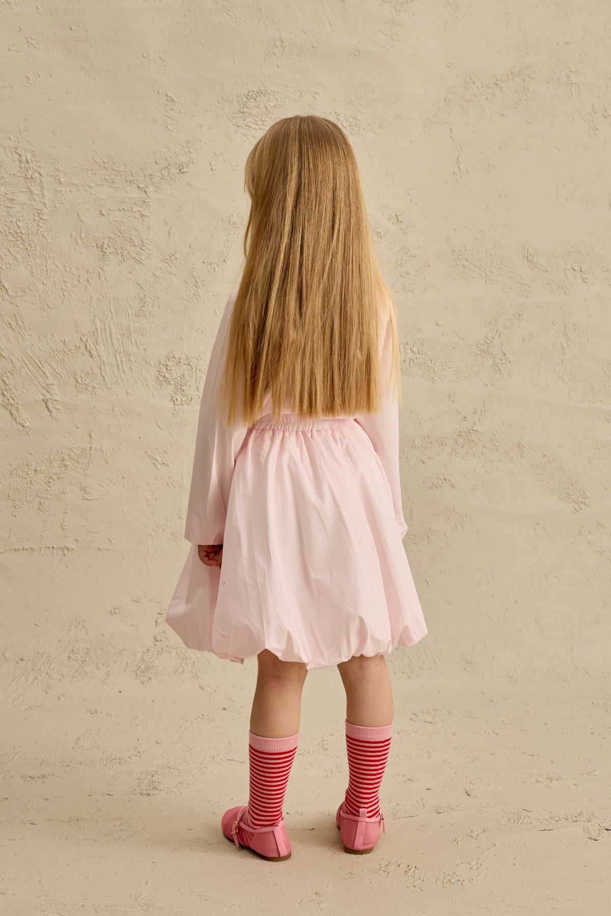 Kalp Nakışlı Etek Takım Pembe