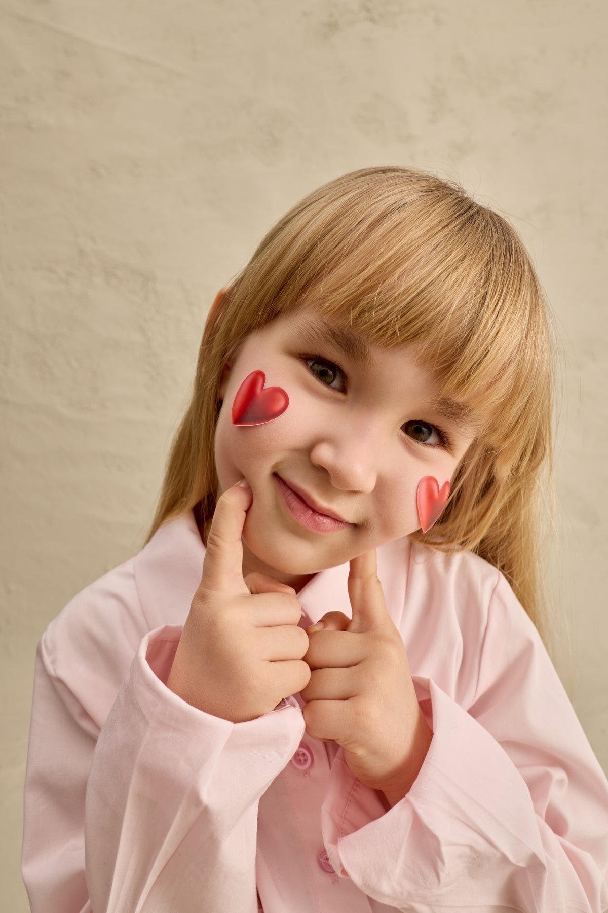 Kalp Nakışlı Etek Takım Pembe