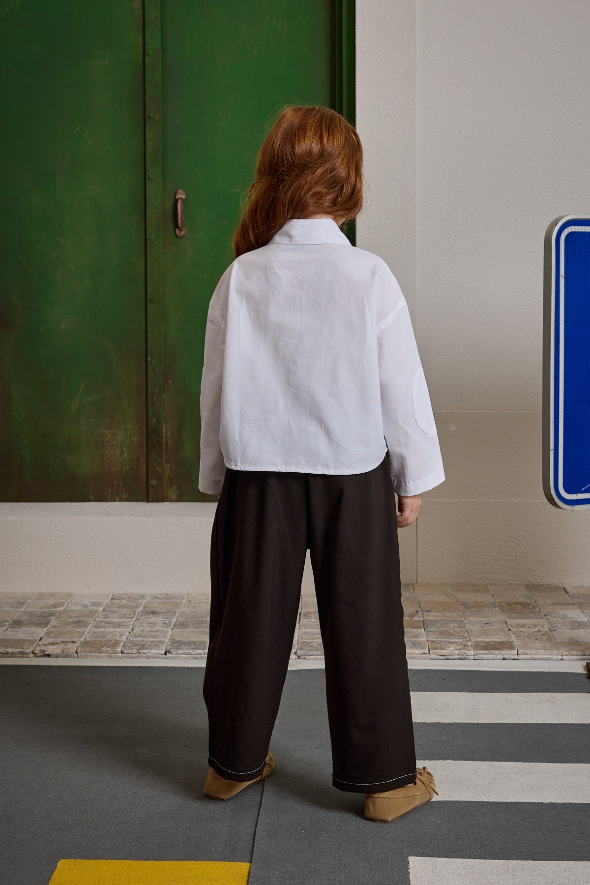 Kanguru Cepli Oversize Gömlek Beyaz