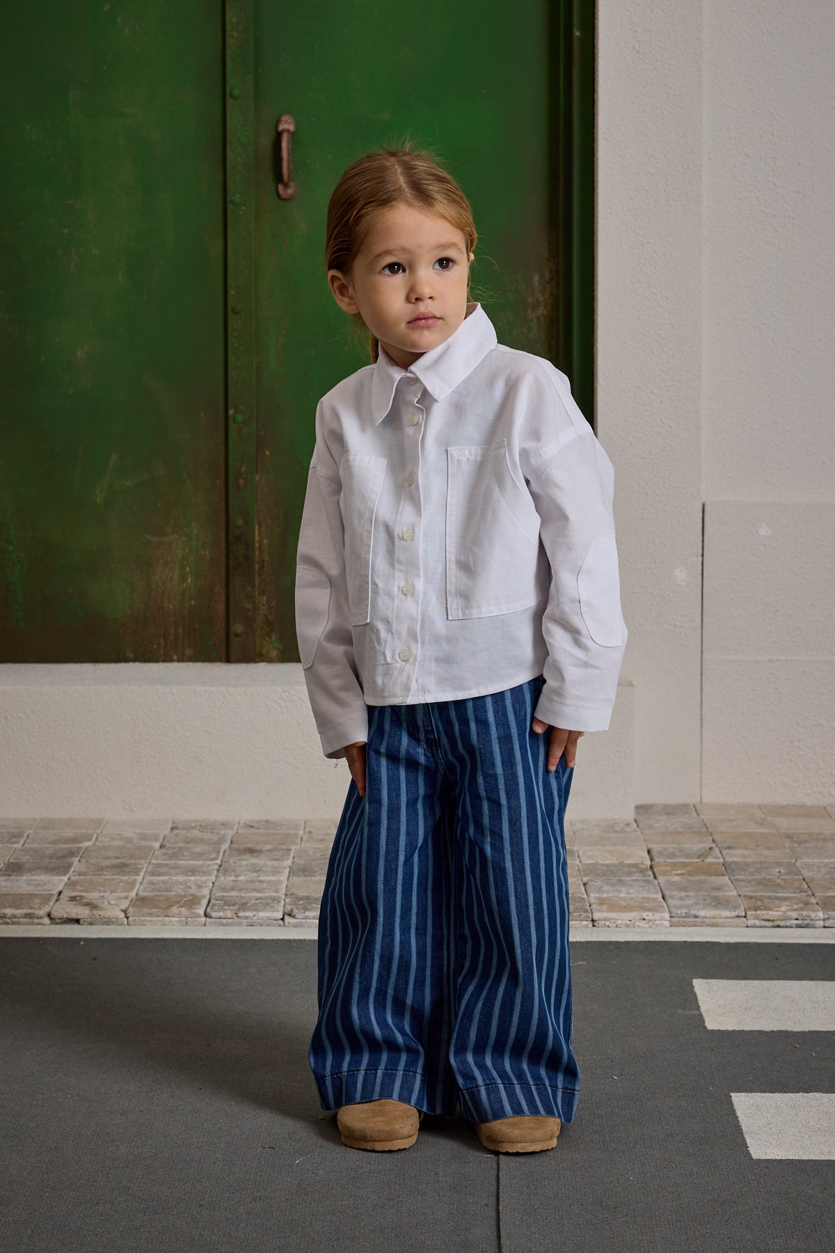 Kanguru Cepli Oversize Gömlek Beyaz