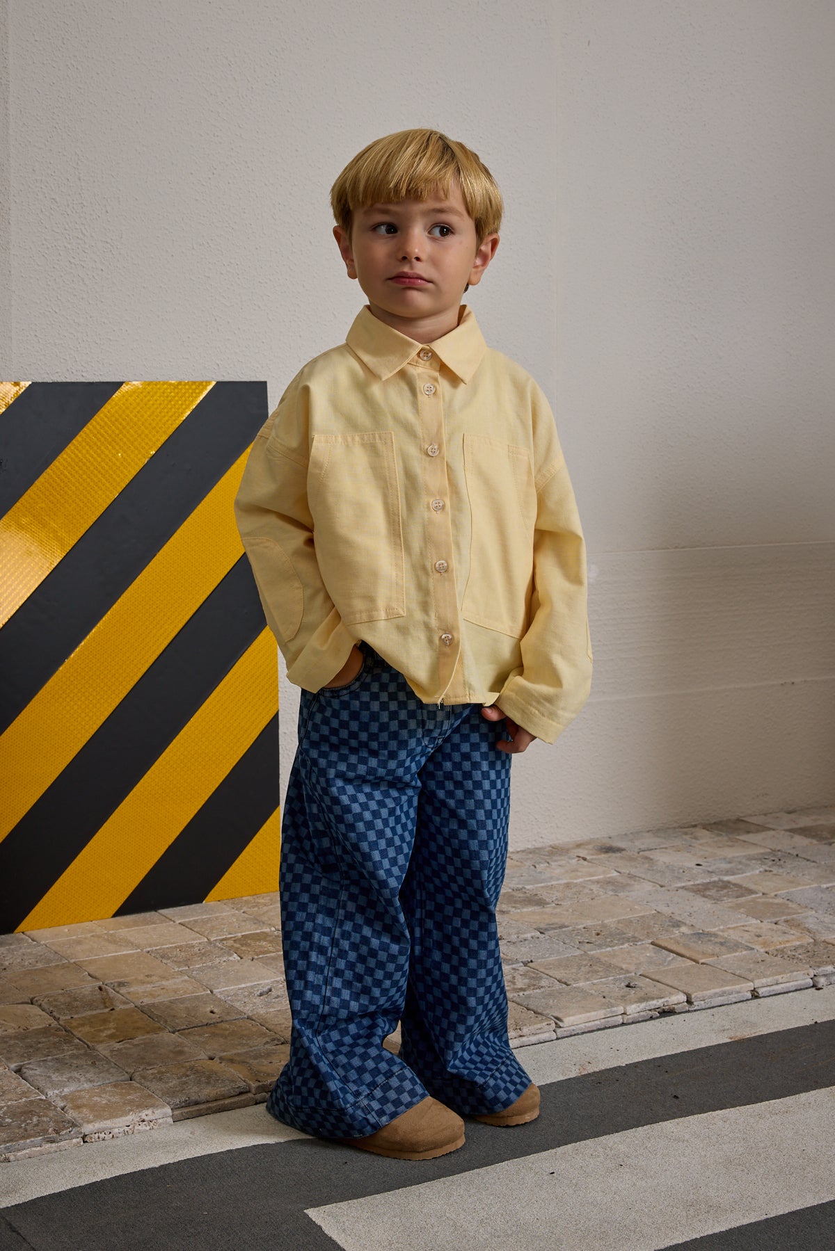 Kanguru Cepli Oversize Gömlek Sarı