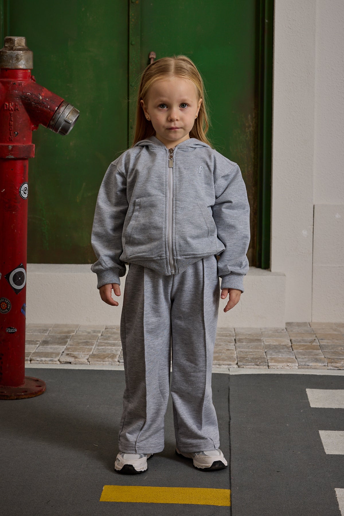 Kapüşonlu Basic Eşofman Takımı Gri Melange