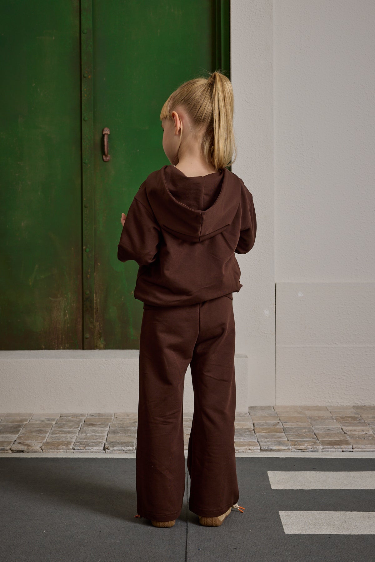 Kapüşonlu Basic Eşofman Takımı Kahverengi