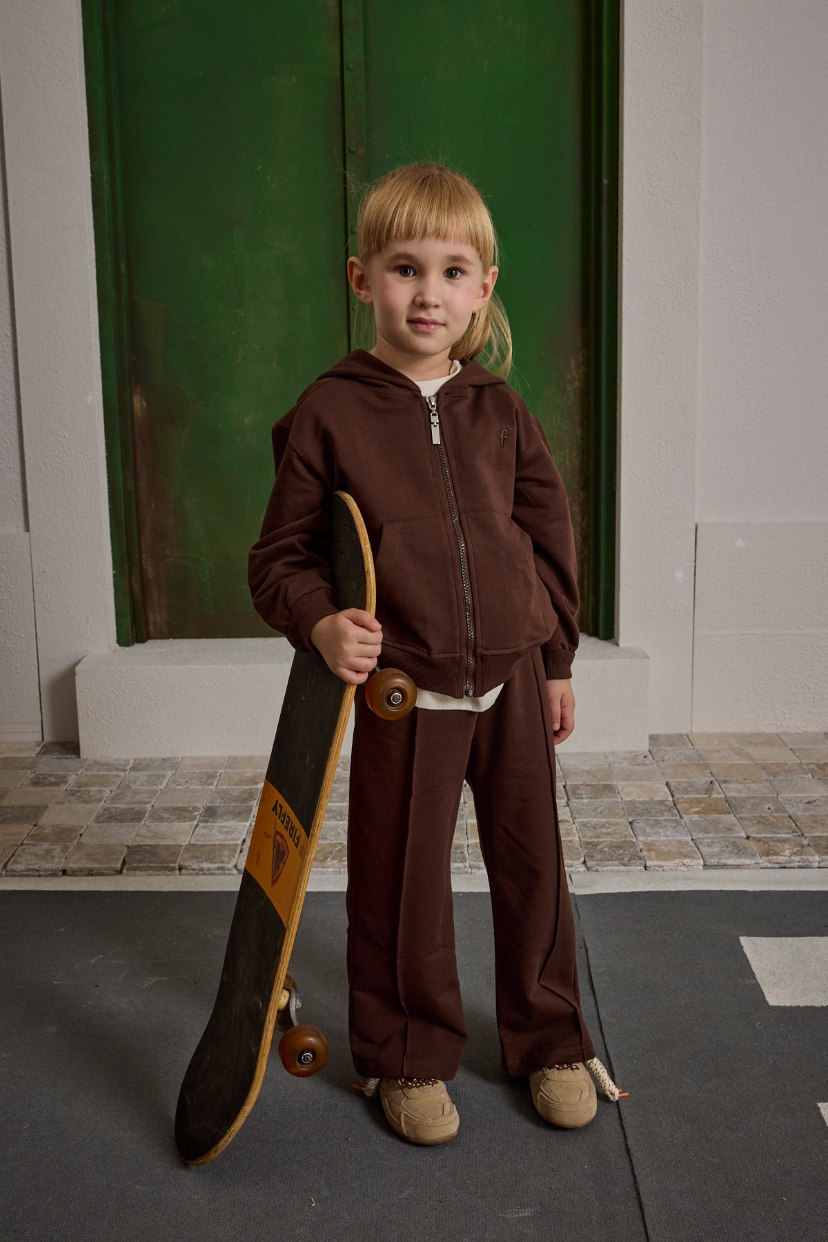 Kapüşonlu Basic Eşofman Takımı Kahverengi