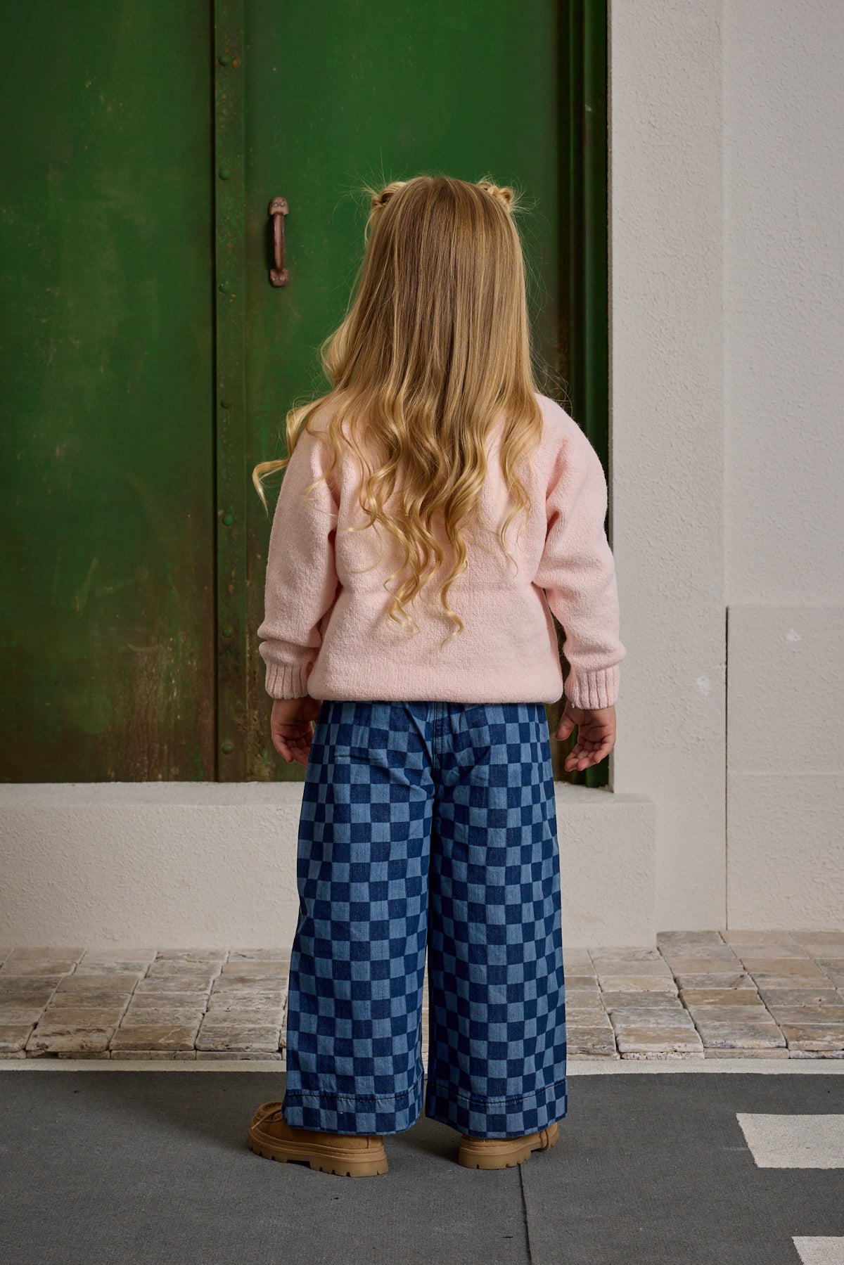 Kareli Denim Pantolon Koyu Mavi