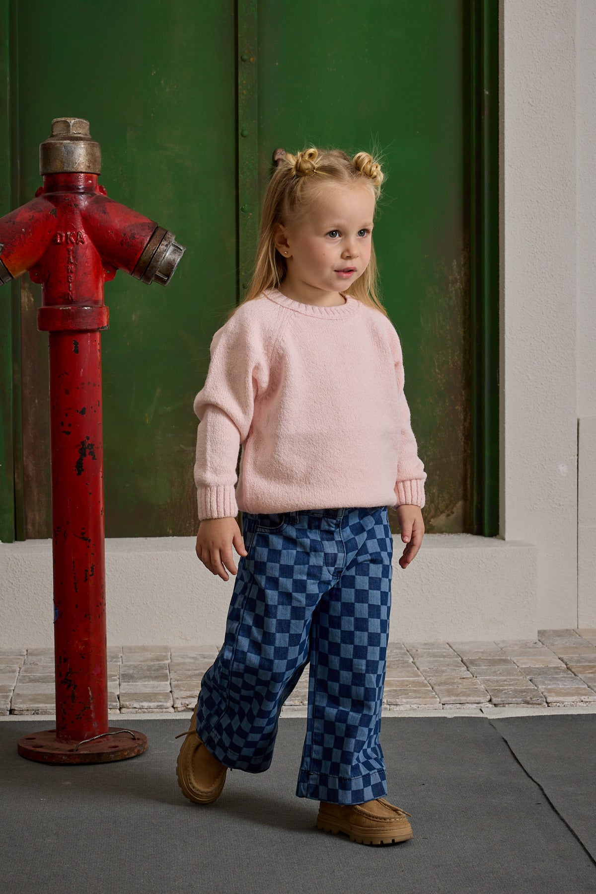 Kareli Denim Pantolon Koyu Mavi