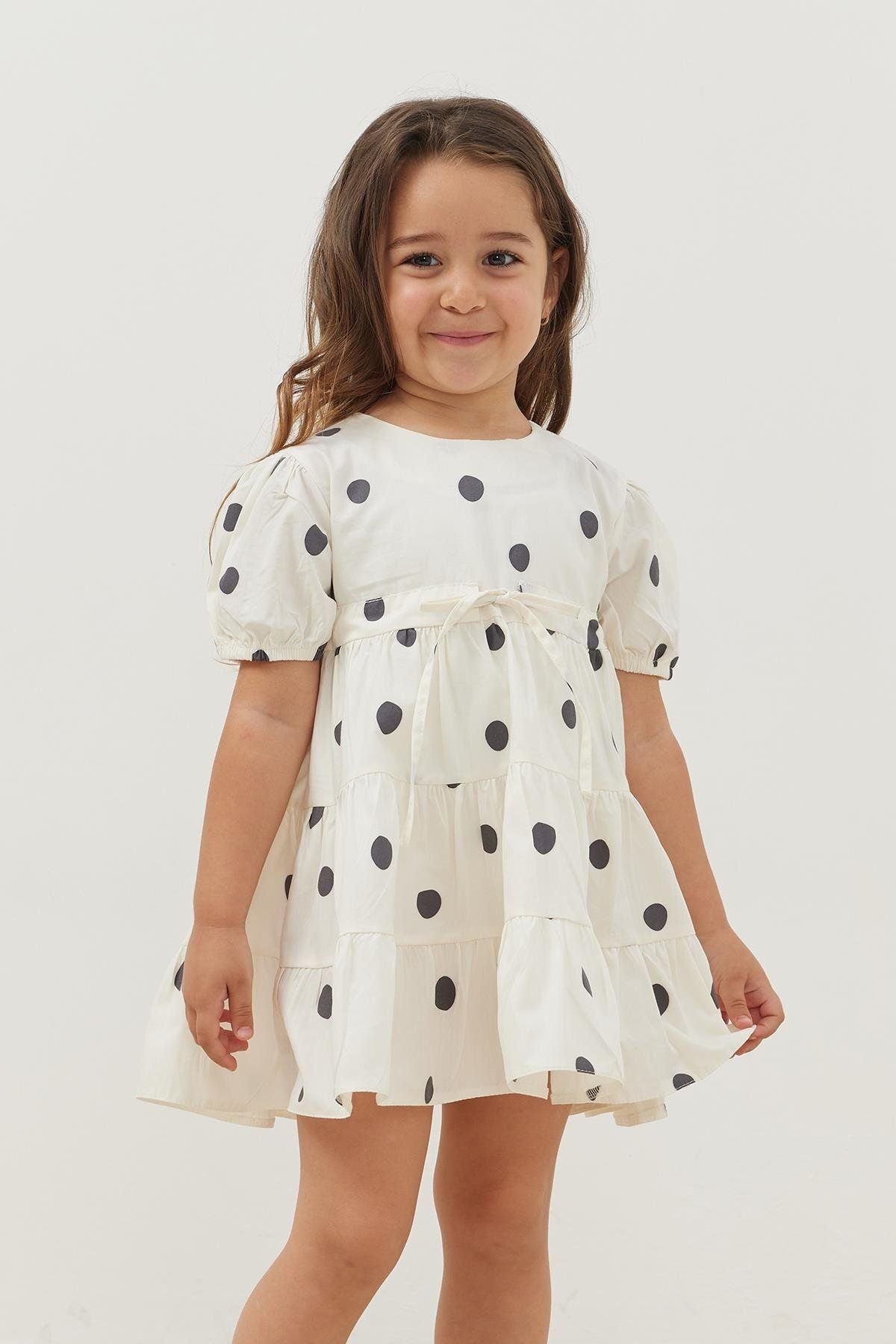 Katlı Elbise Siyah Puantiye