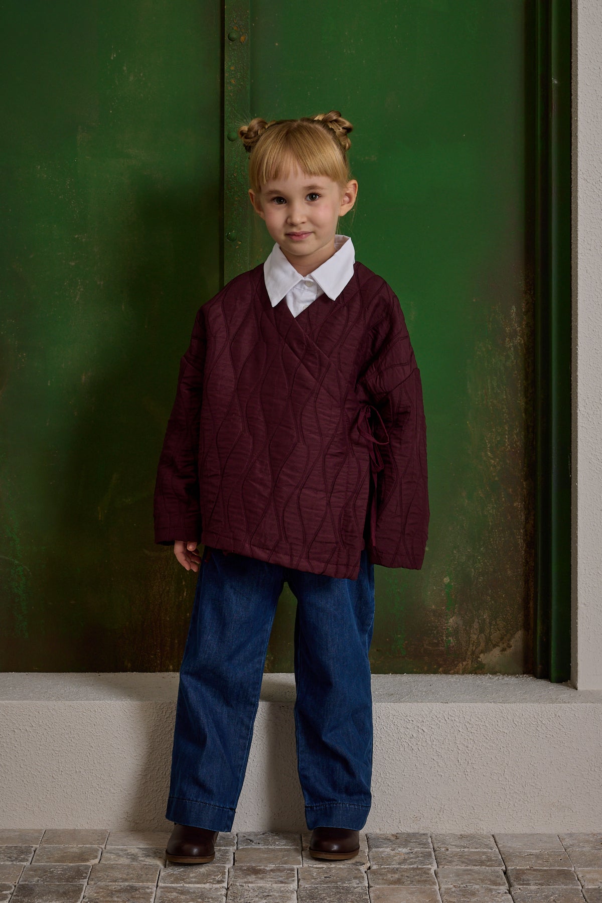 Kruvaze Bağlamalı Kapitone Mont Bordo