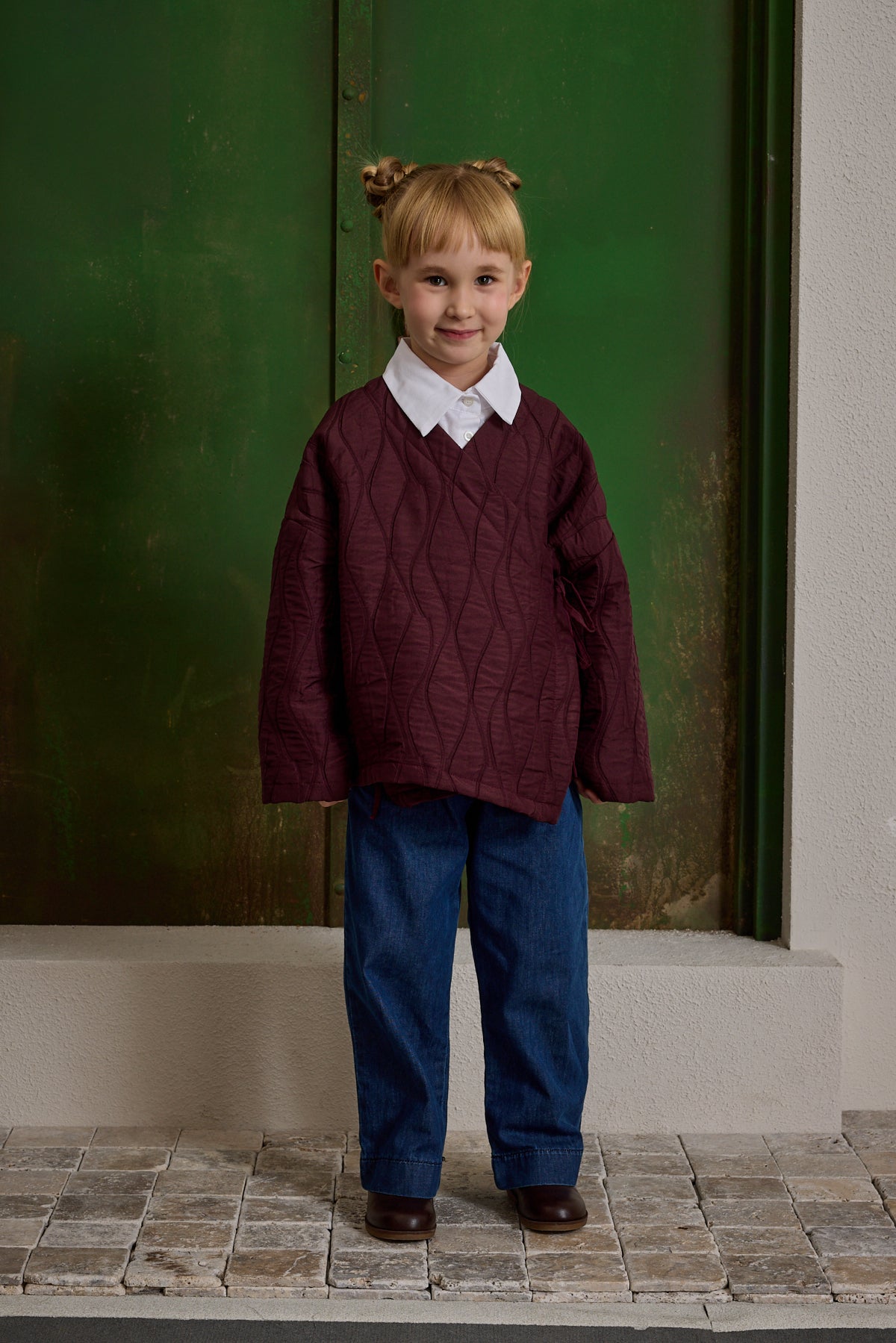 Kruvaze Bağlamalı Kapitone Mont Bordo