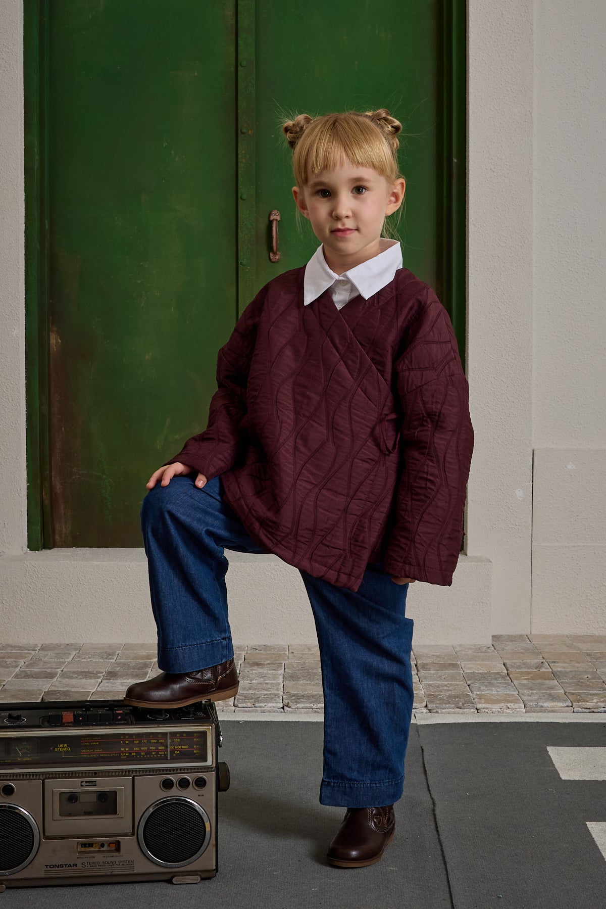 Kruvaze Bağlamalı Kapitone Mont Bordo