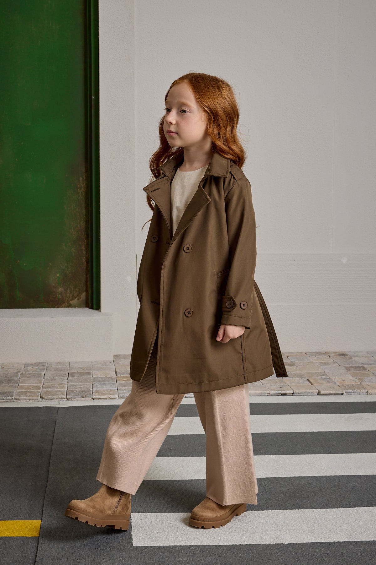 Kruvaze Kesim Trençkot Haki