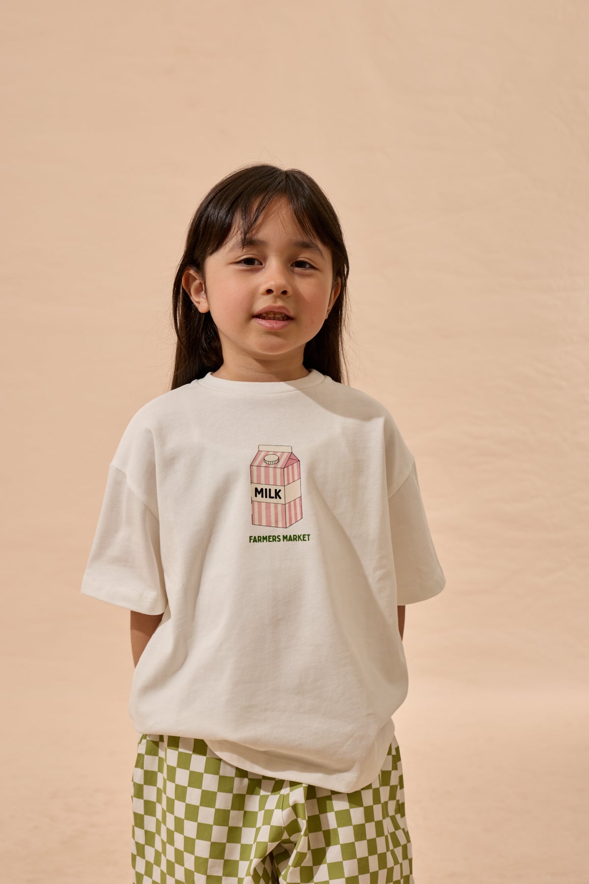 Milk Baskı Oversize Pamuk Tişört Beyaz