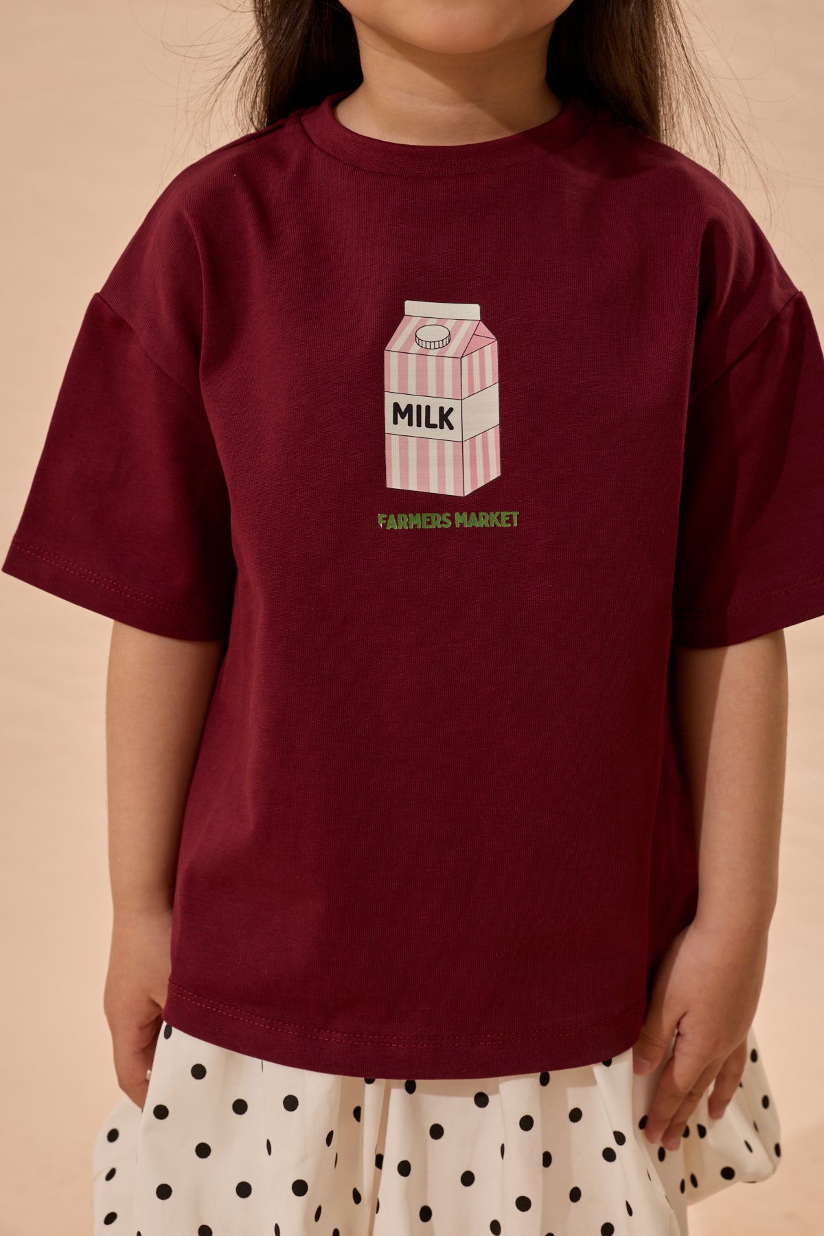 Milk Baskı Oversize Pamuk Tişört Mürdüm