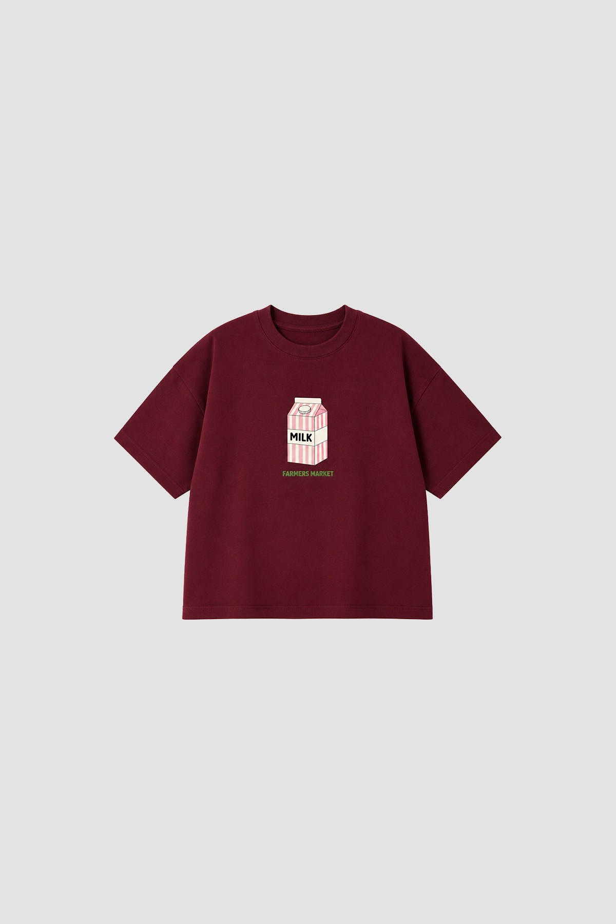 Milk Baskı Oversize Pamuk Tişört Mürdüm