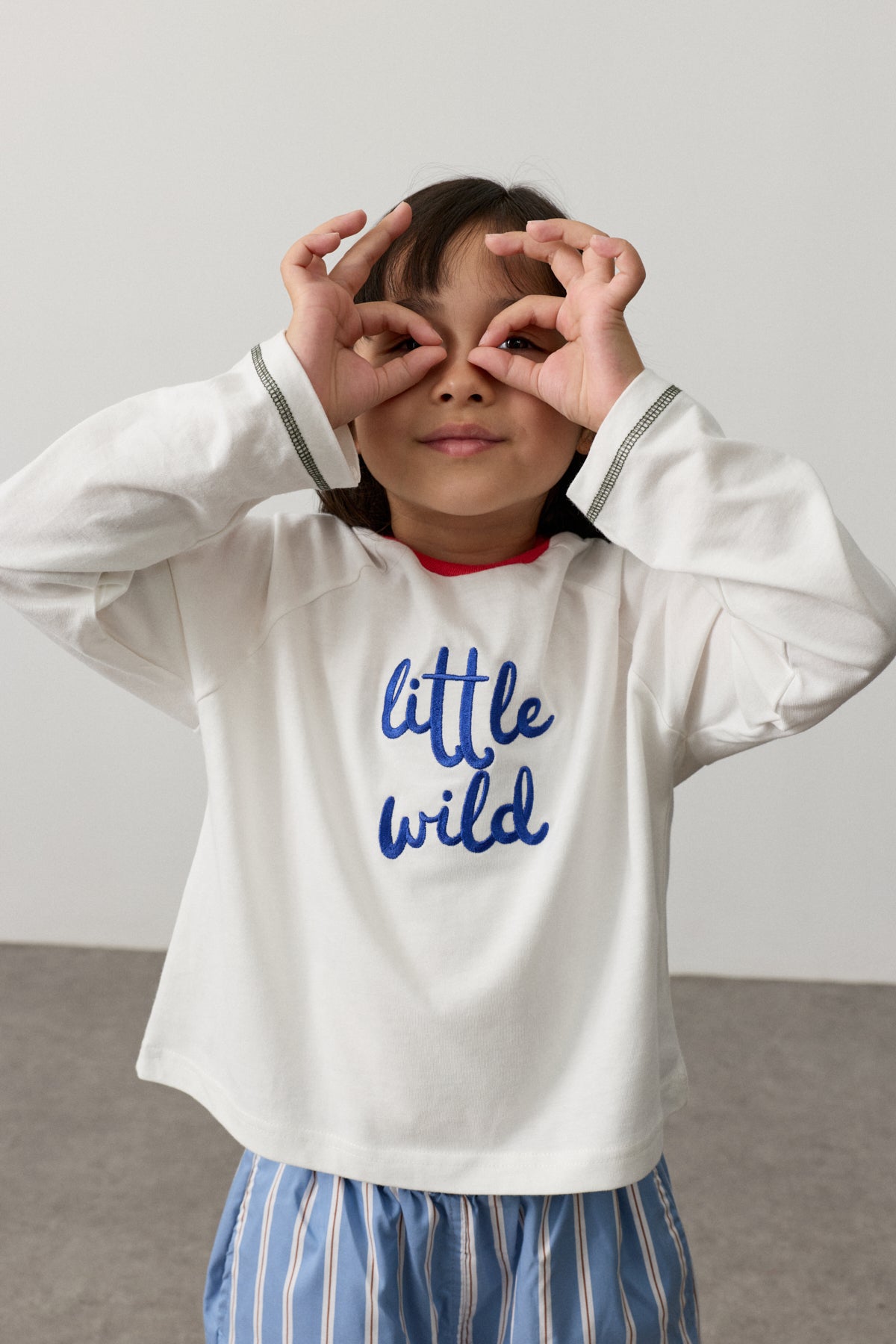 Nakışlı Uzun Kollu T-shirt Beyaz