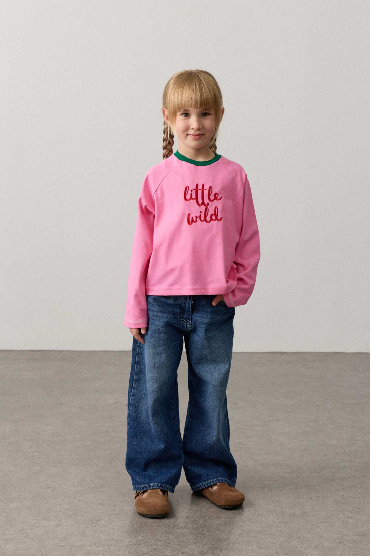 Nakışlı Uzun Kollu T-shirt Pembe