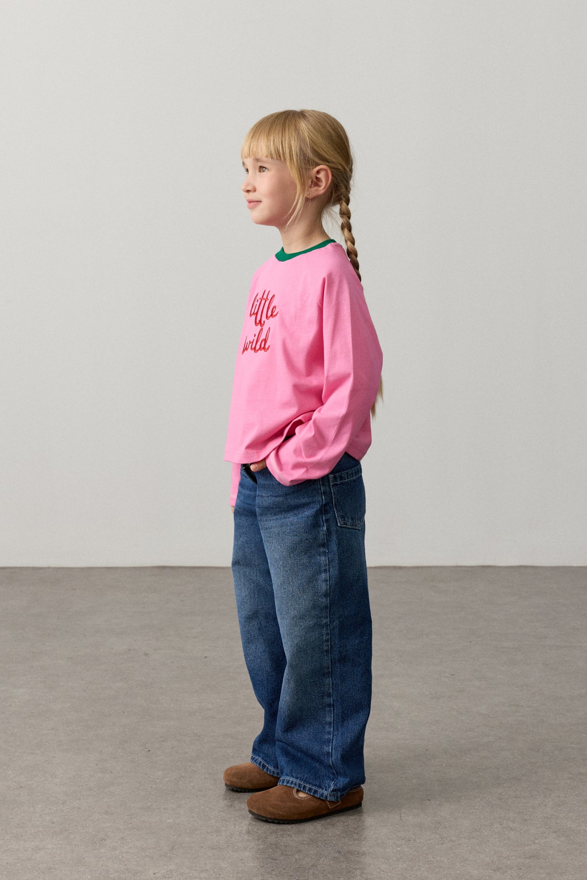 Nakışlı Uzun Kollu T-shirt Pembe
