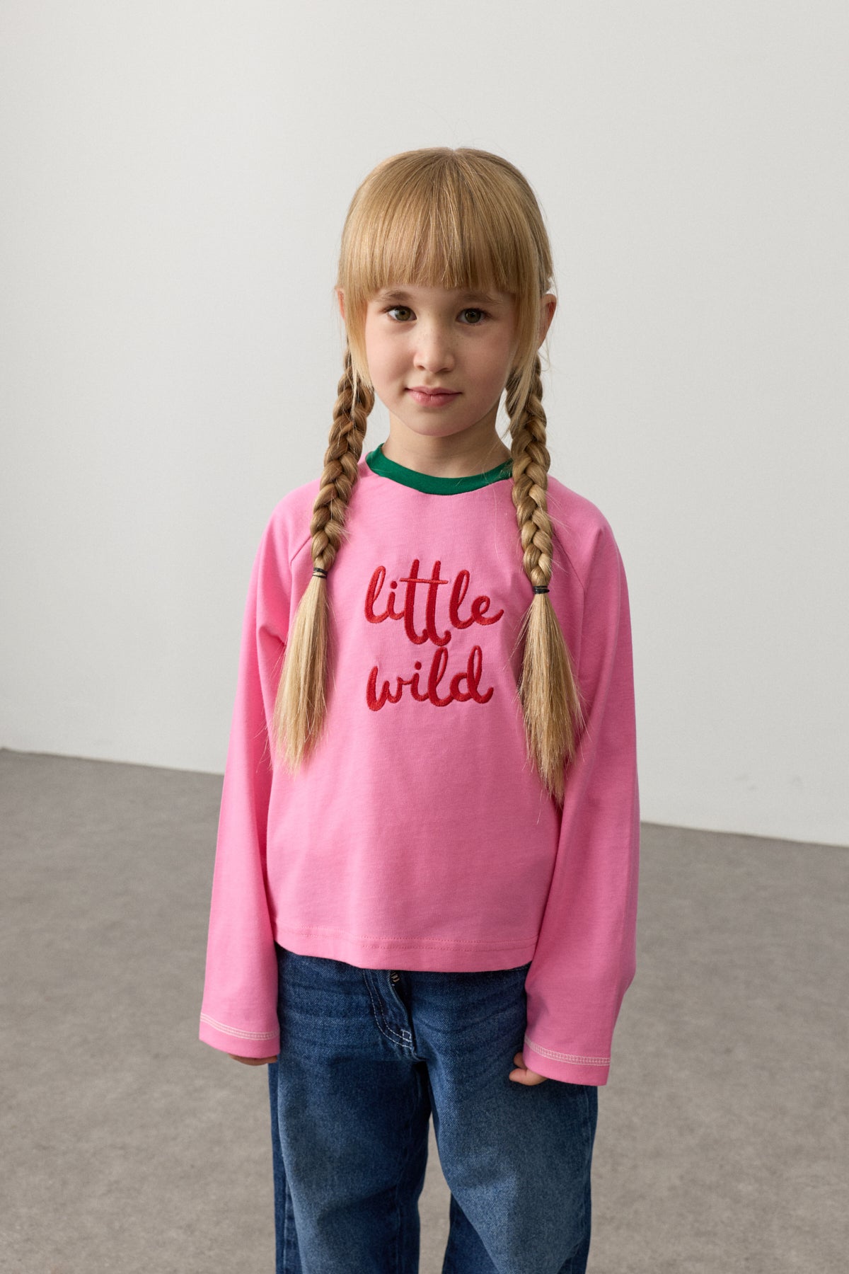 Nakışlı Uzun Kollu T-shirt Pembe