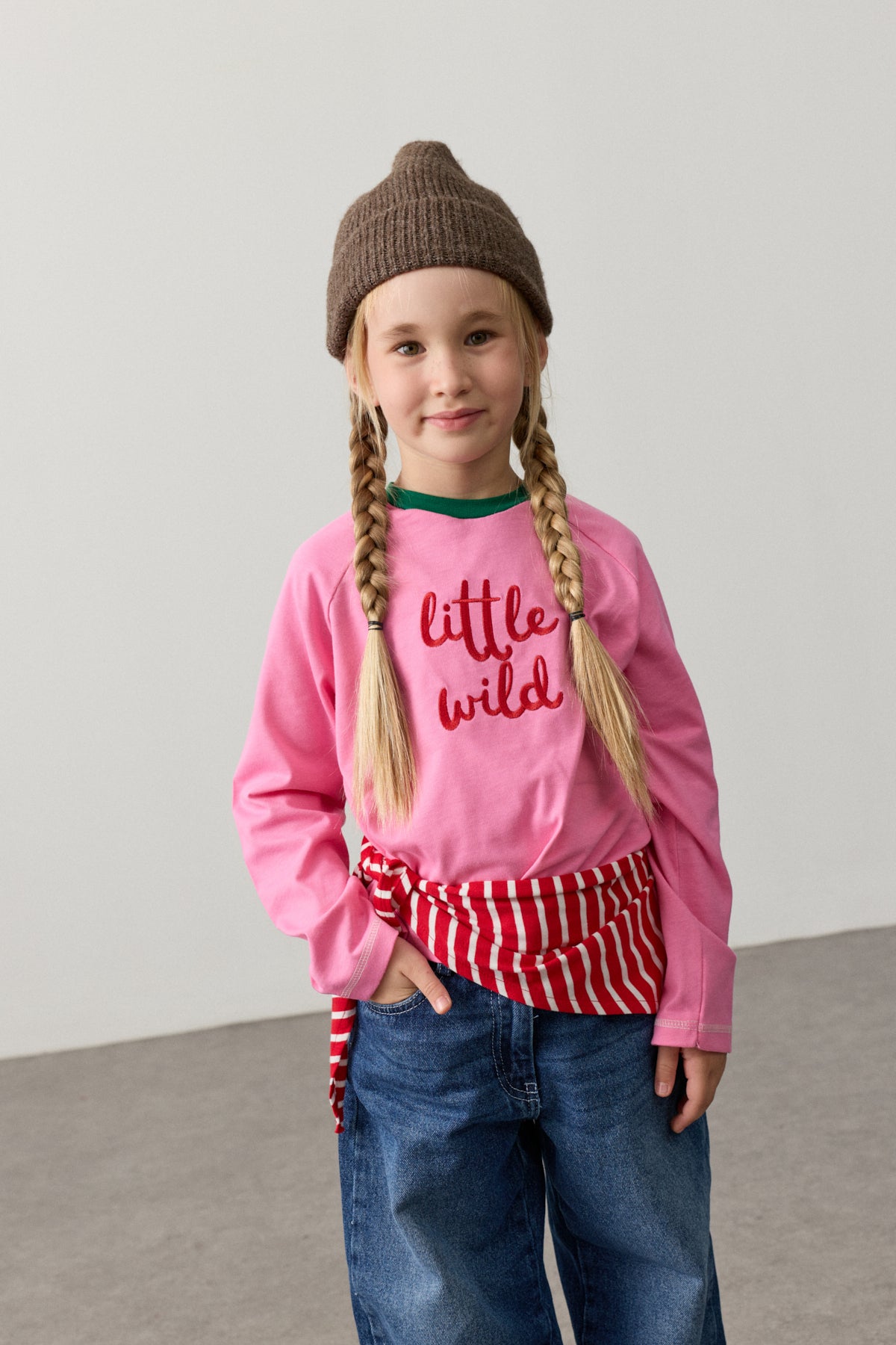 Nakışlı Uzun Kollu T-shirt Pembe