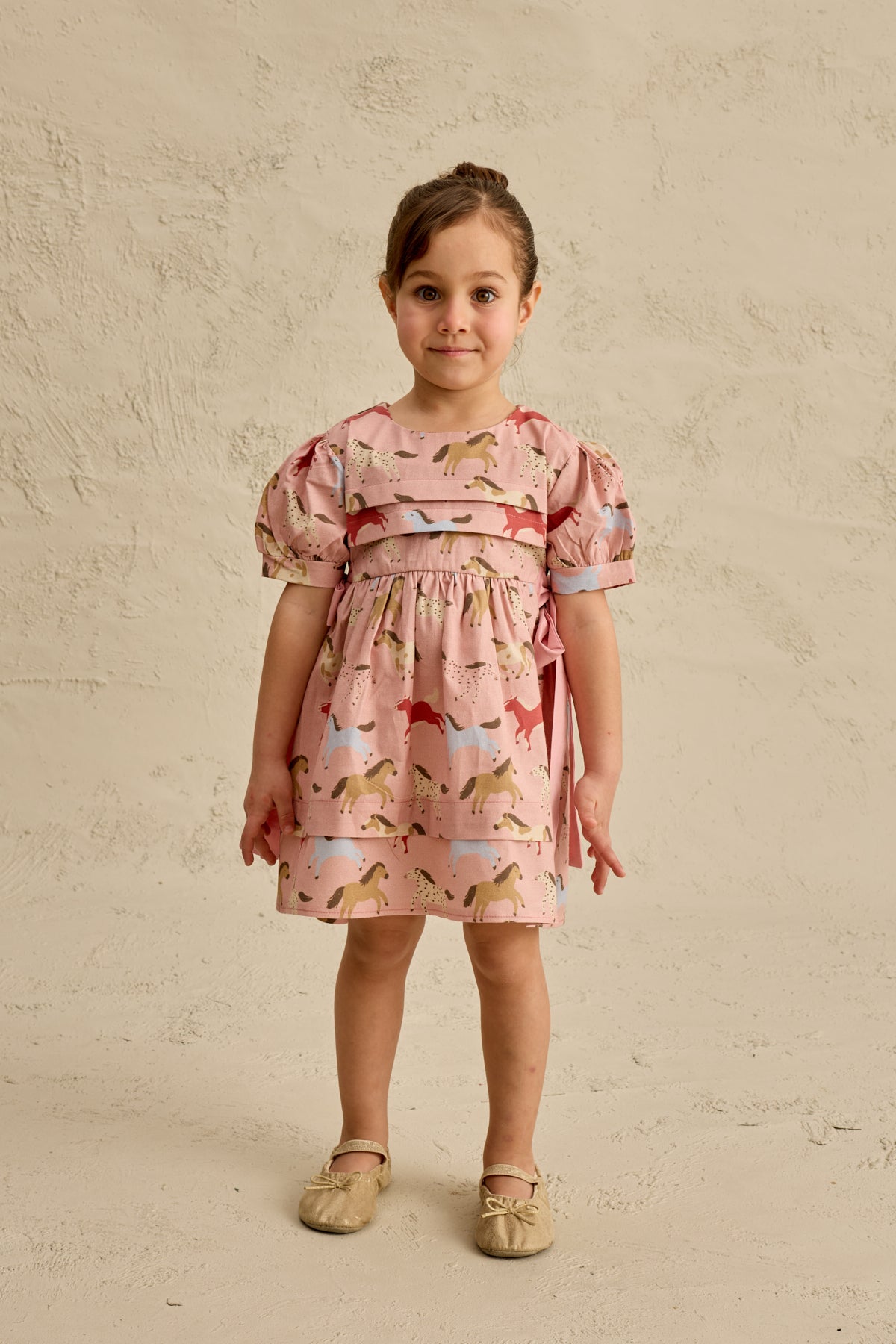 Nervür Bağlamalı Elbise At Desenli