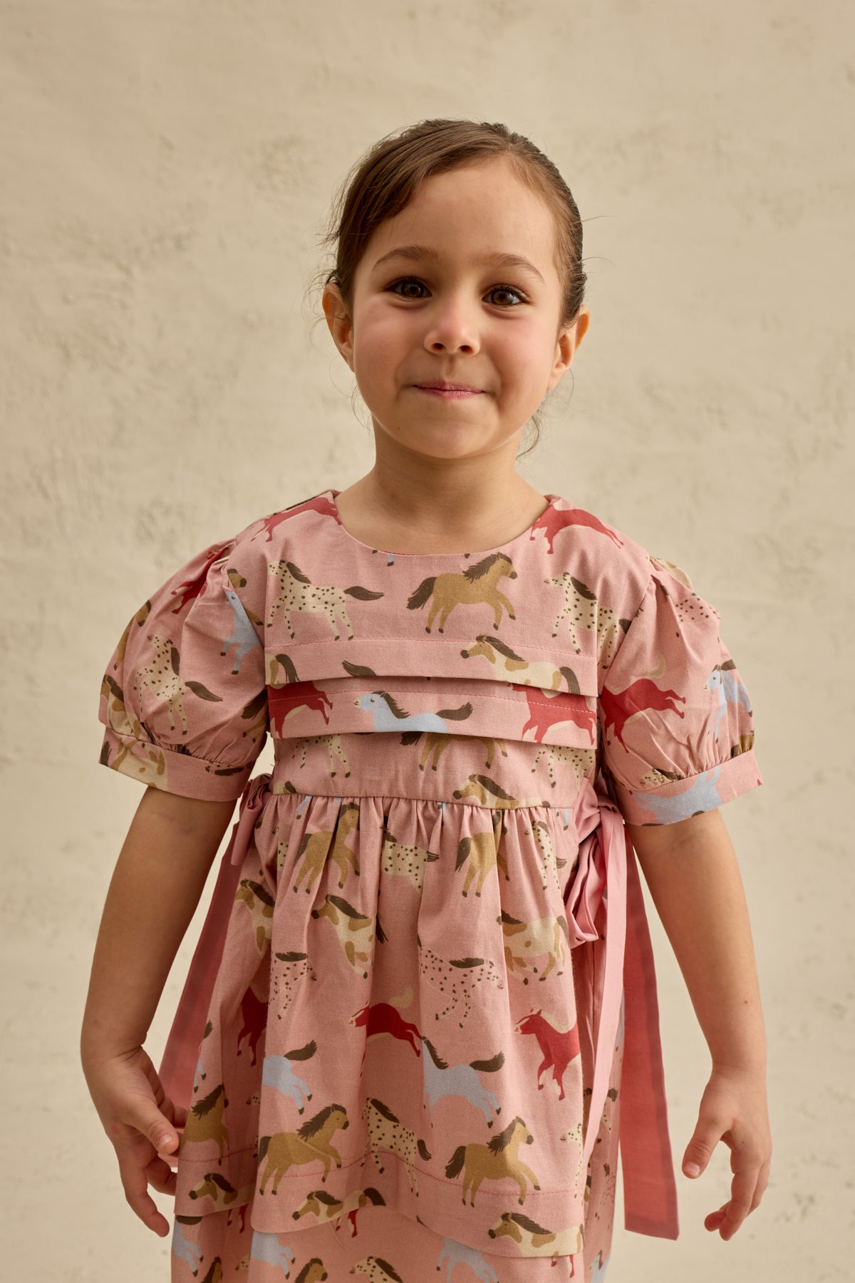 Nervür Bağlamalı Elbise At Desenli