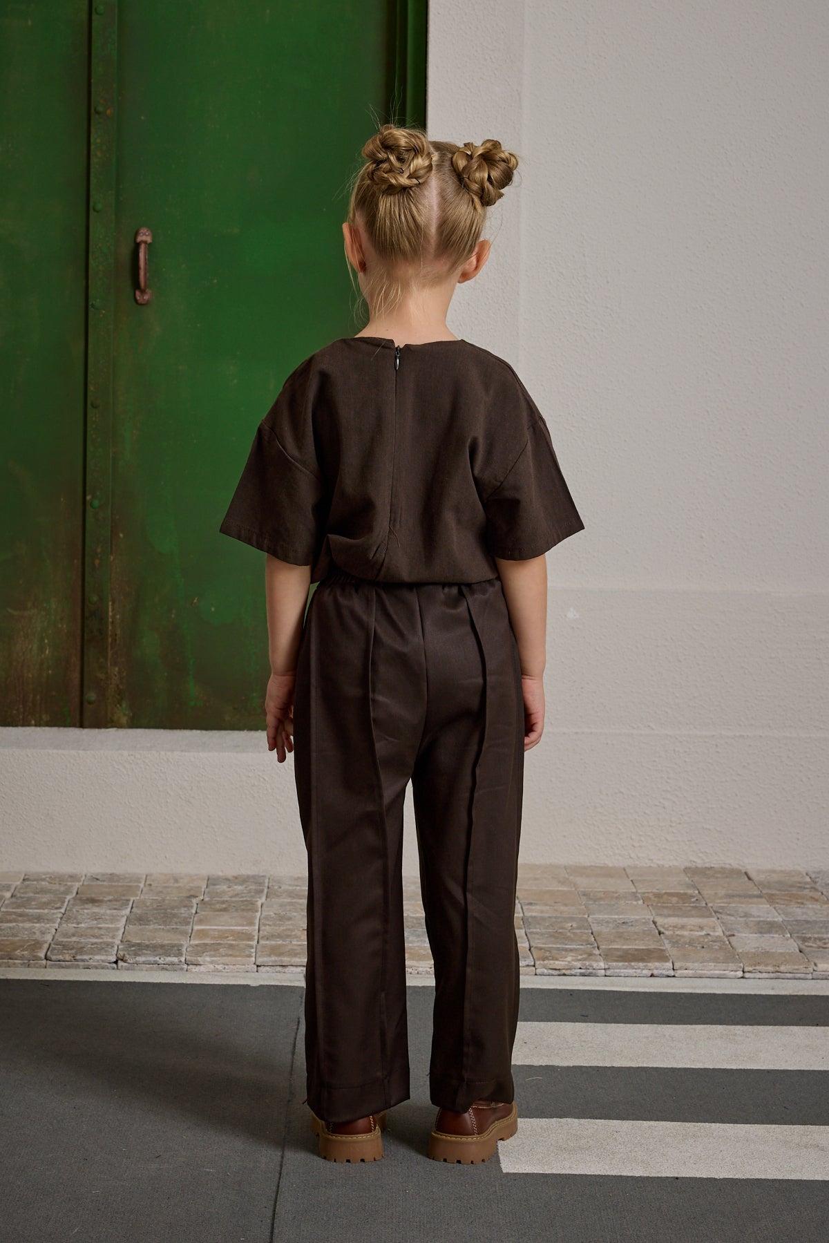 Nervür Dikişli Geniş Pantolon Kahverengi