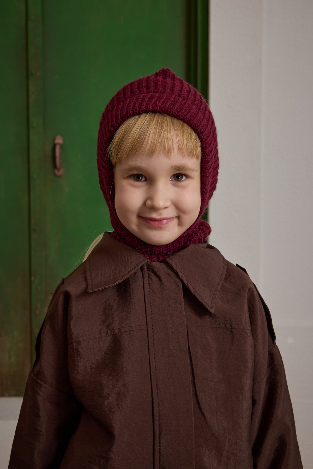 Knitted Children's Balaclava Beanie Burgundy